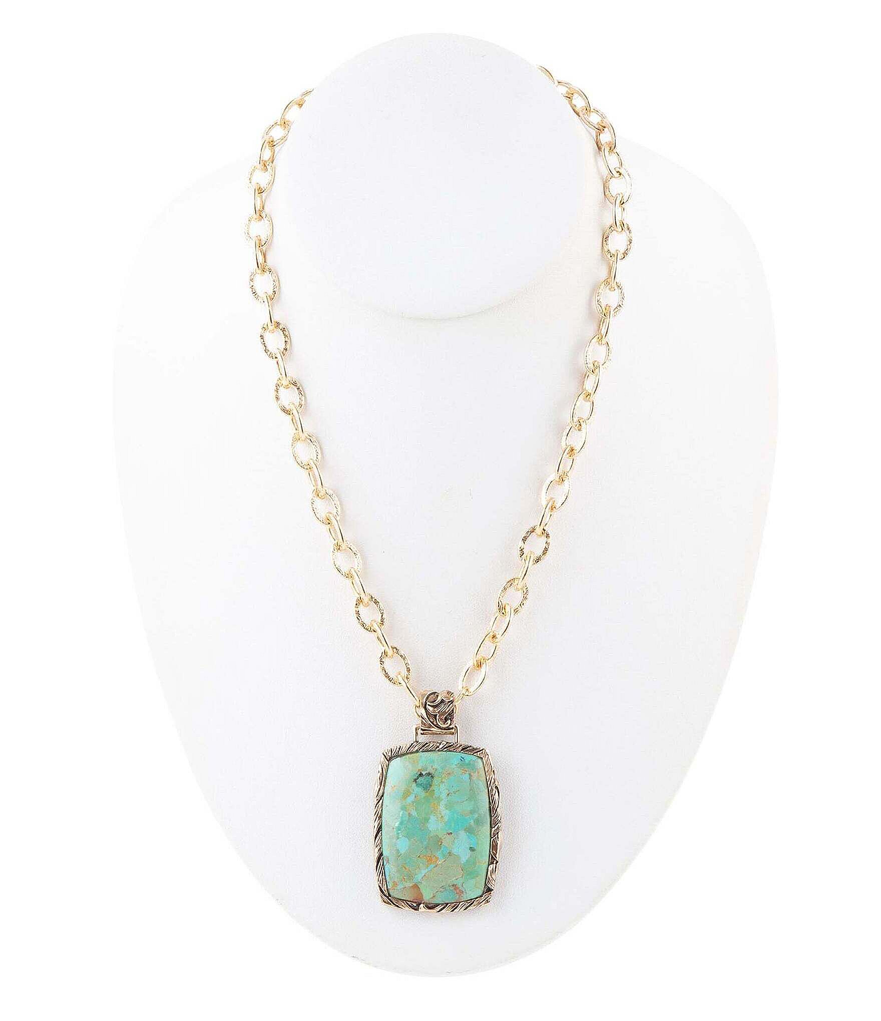 Barse Bronze and Genuine Turquoise Short Pendant Necklace | Dillard's