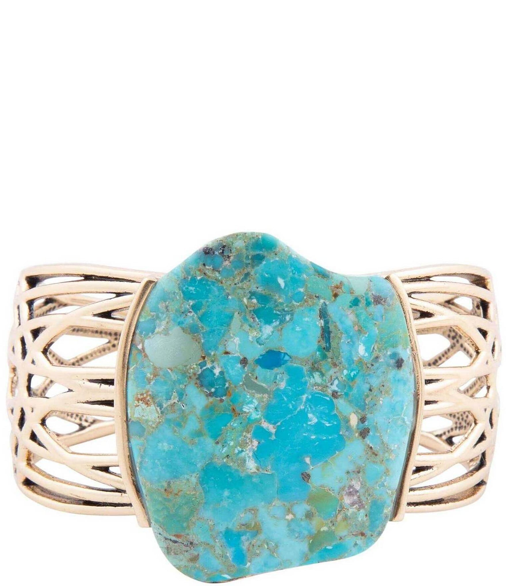 Barse Bronze and Genuine Turquoise Statement Cuff Bracelet