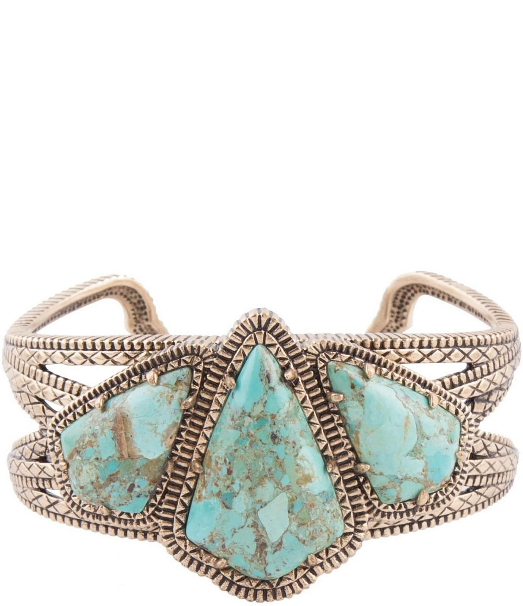 Barse Bronze and Genuine Turquoise Statement Cuff Bracelet