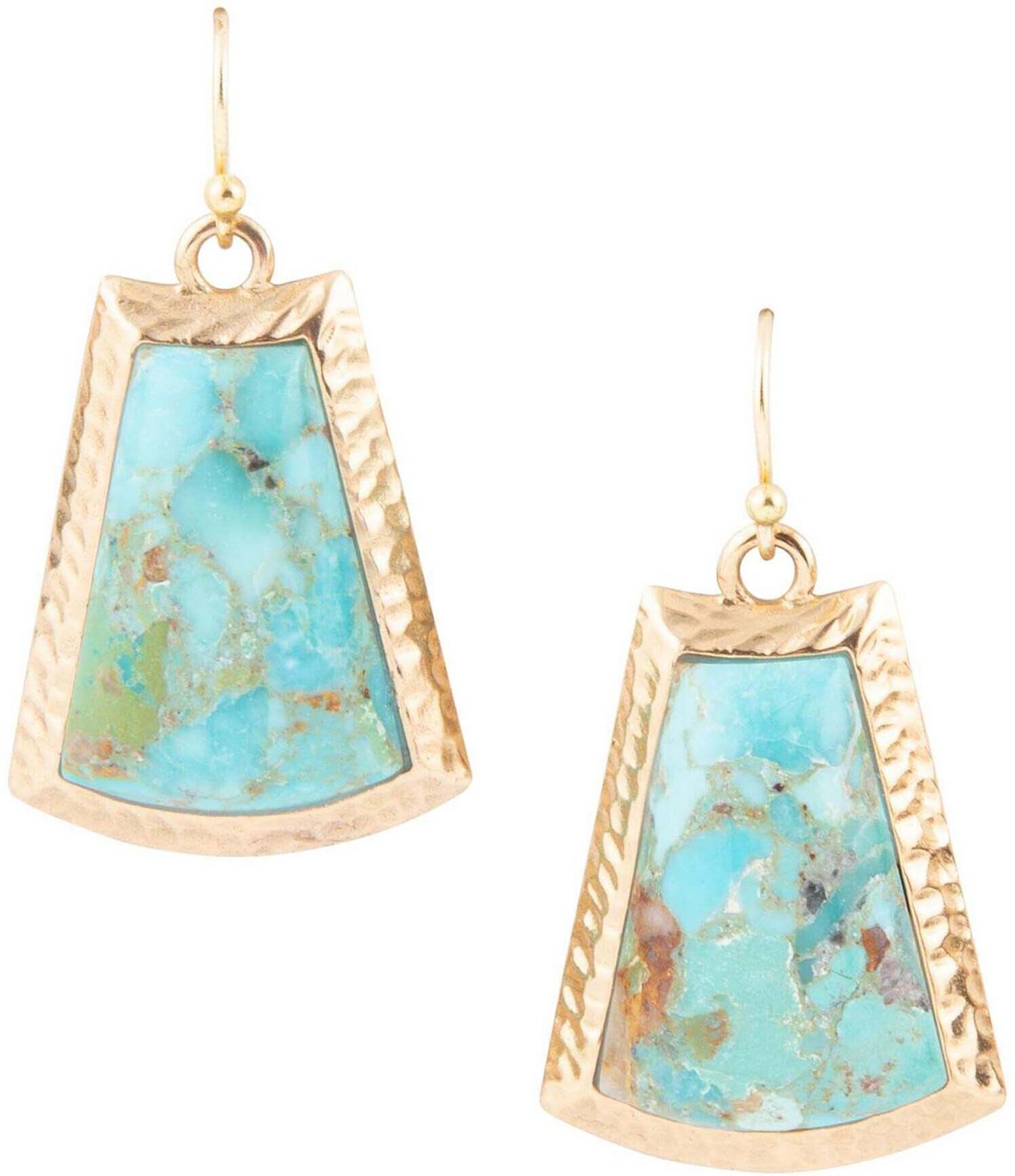 Barse Bronze and Genuine Turquoise Statement Drop Earrings