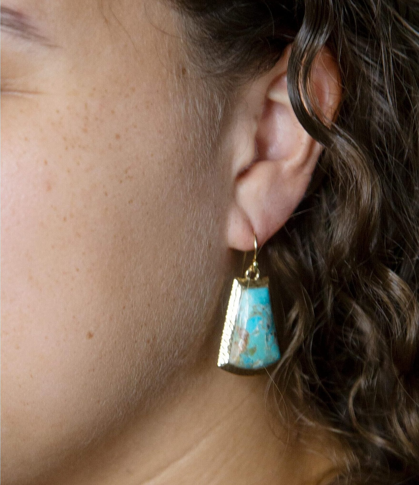 Barse Bronze and Genuine Turquoise Statement Drop Earrings