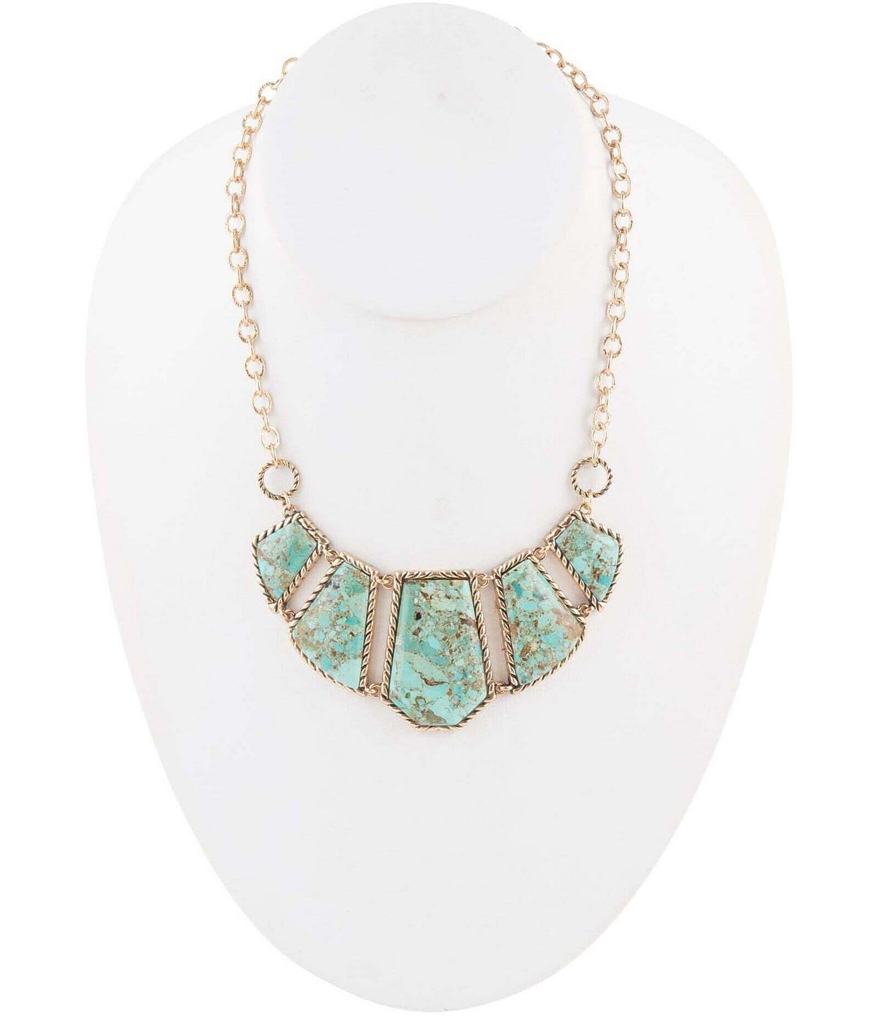 Barse Bronze and Genuine Turquoise Statement Necklace