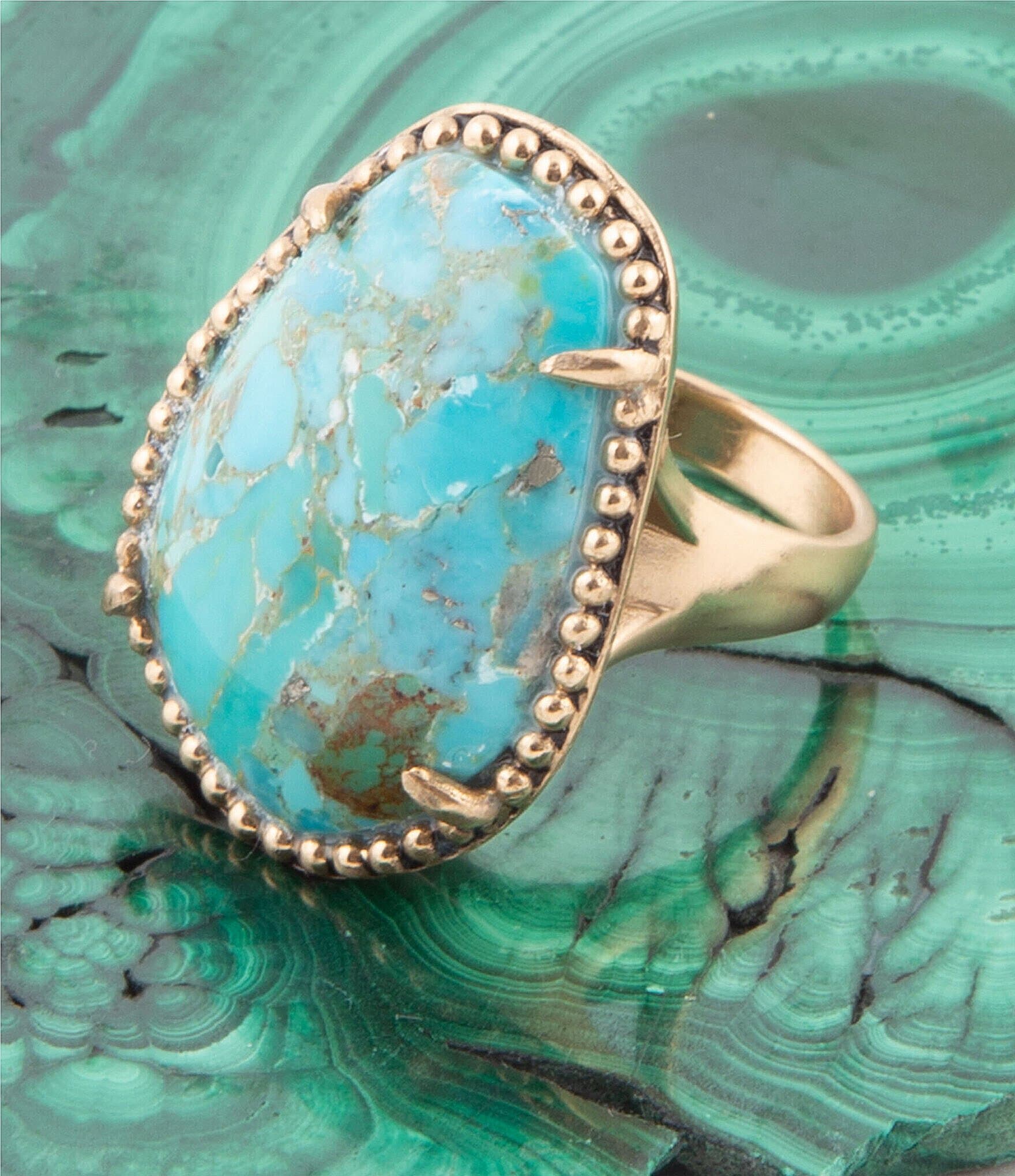 Barse Bronze and Genuine Turquoise Statement Ring