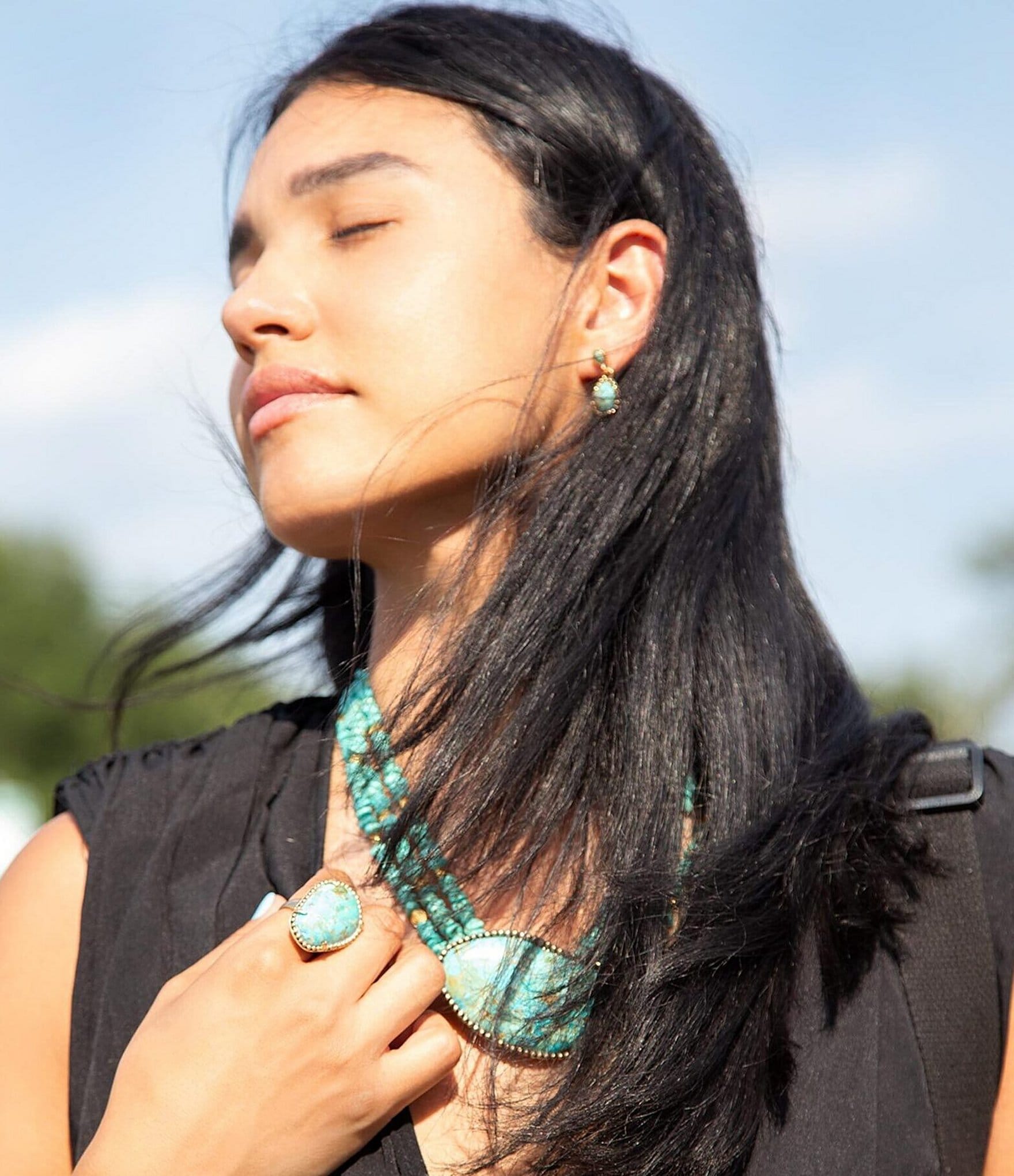 Barse Bronze and Genuine Turquoise Statement Ring