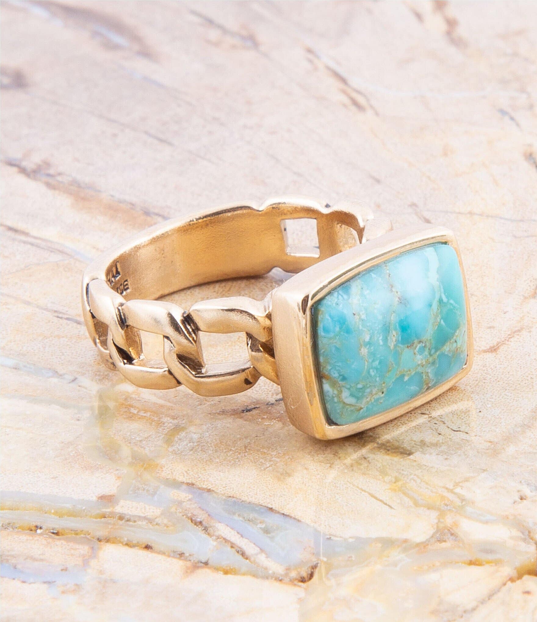 Barse Bronze and Genuine Turquoise Stone Bronze Metal Statement Ring