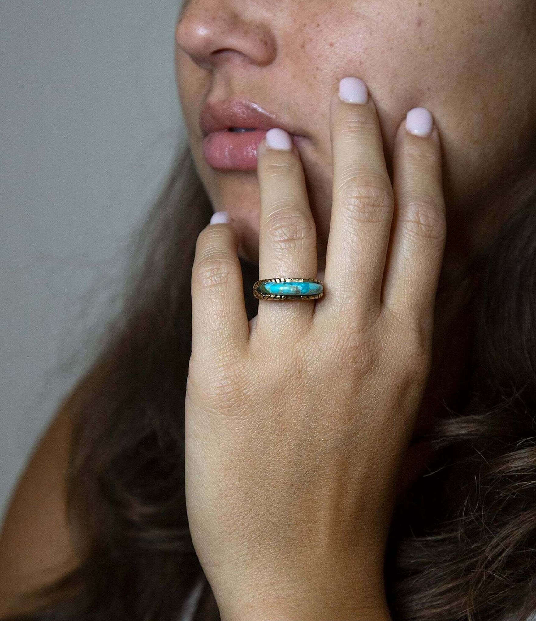 Barse Bronze and Genuine Turquoise Stone Statement Ring