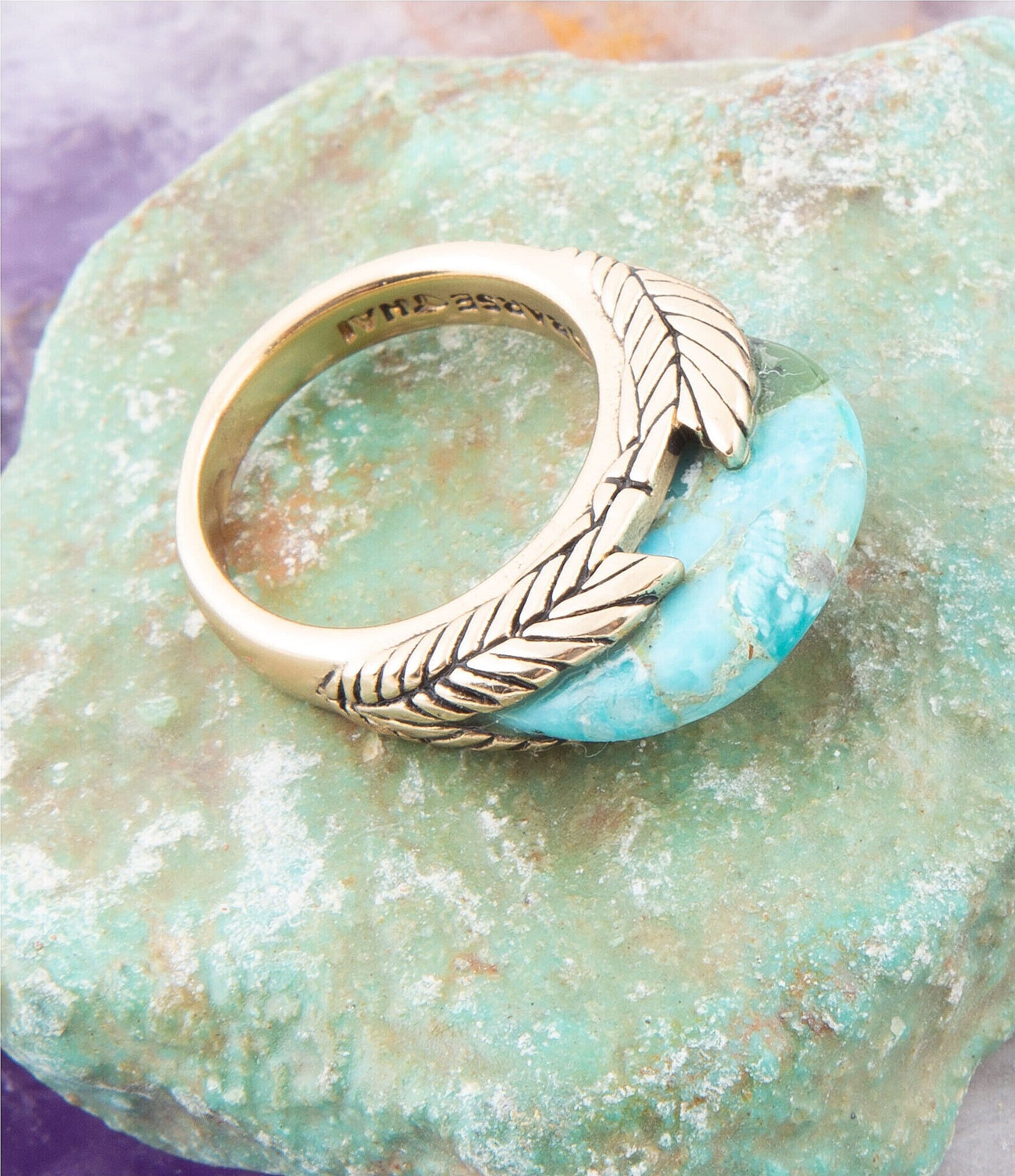 Barse Bronze and Genuine Turquoise Stone Statement Ring