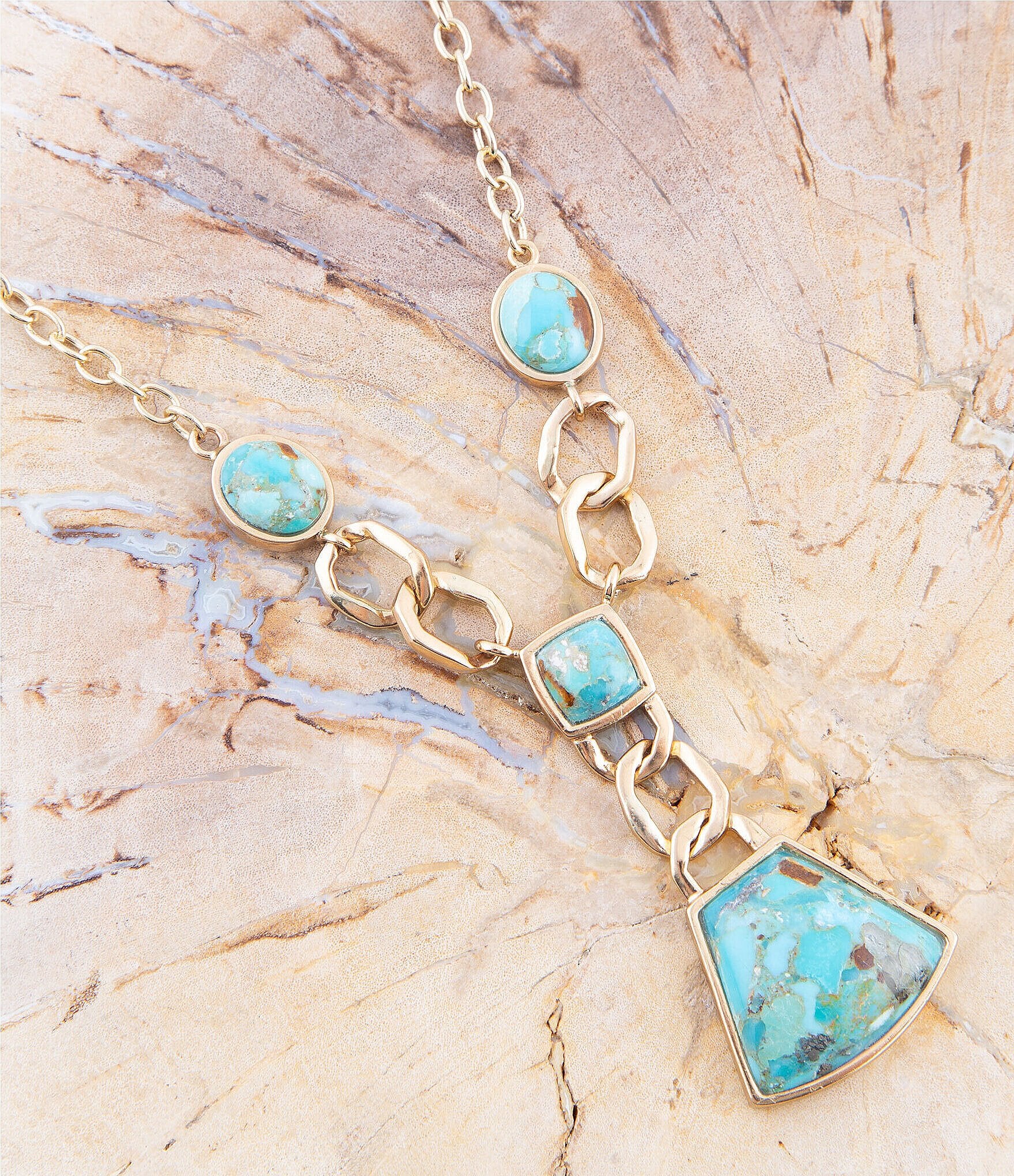 Barse Athens Genuine Turquoise Y Necklace