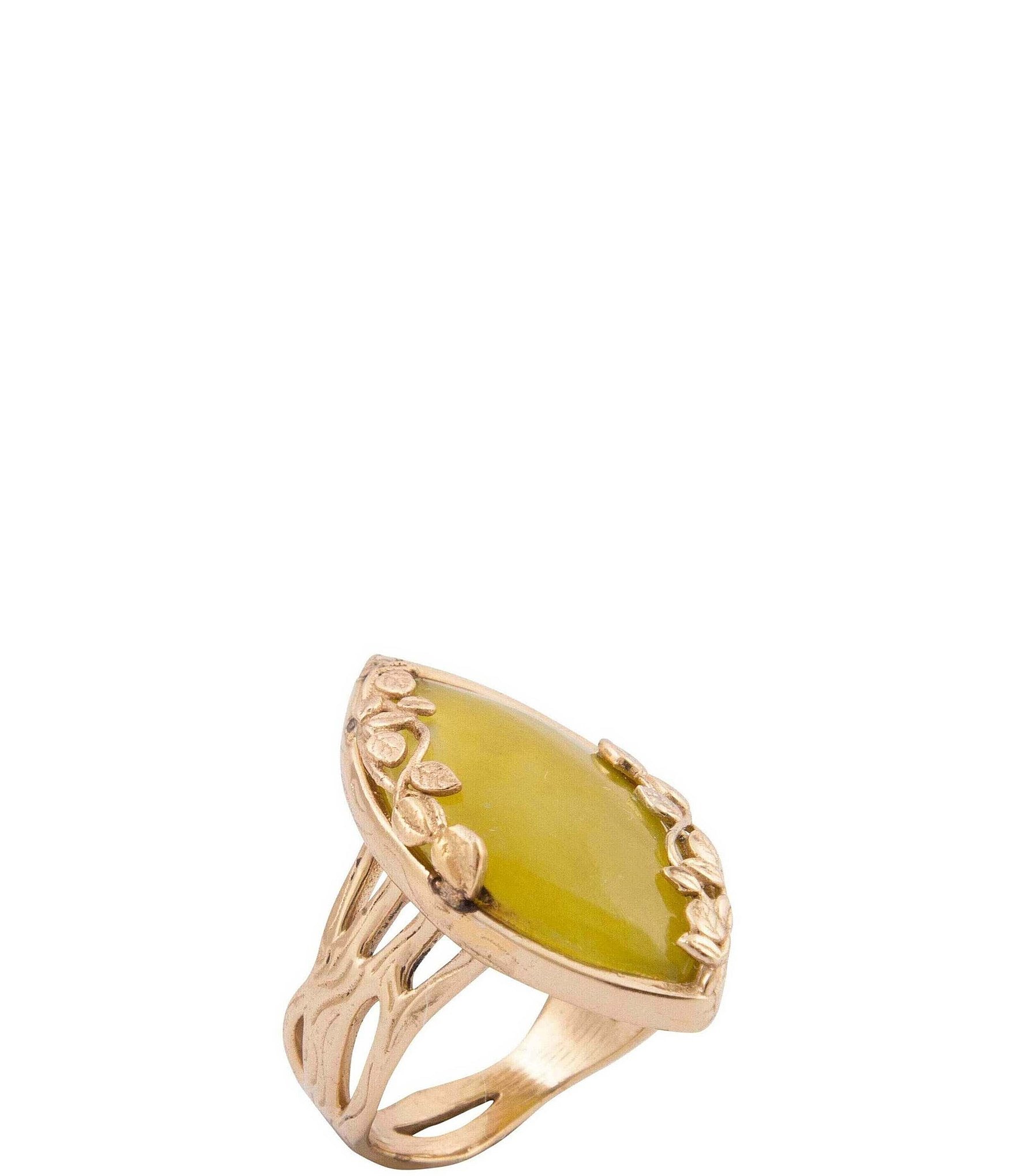 Barse Bronze and Green Jasper Enchanted Vine Statement Ring