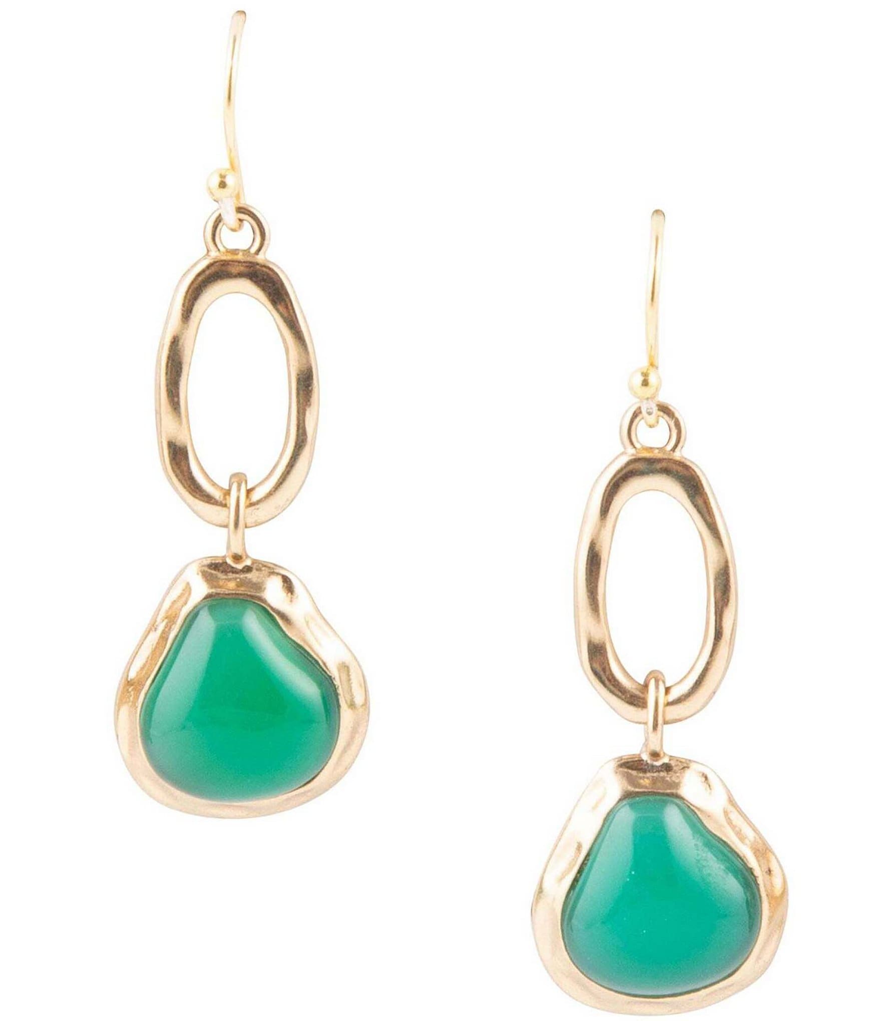 Barse Bronze and Green Onyx Genuine Stone Drop Earrings | Dillard's