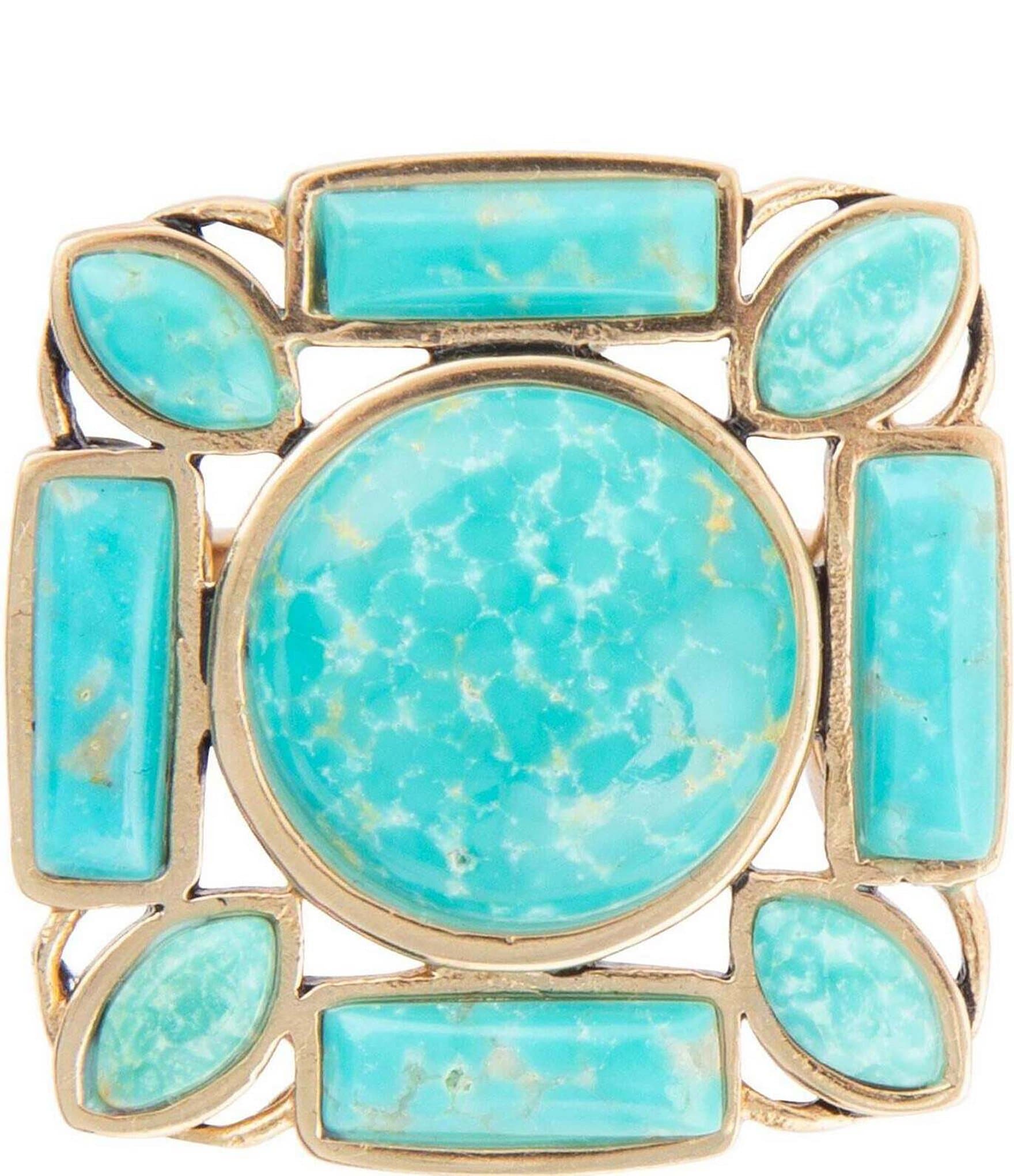 Barse Bronze and Green Turquoise Genuine Stone Statement Ring