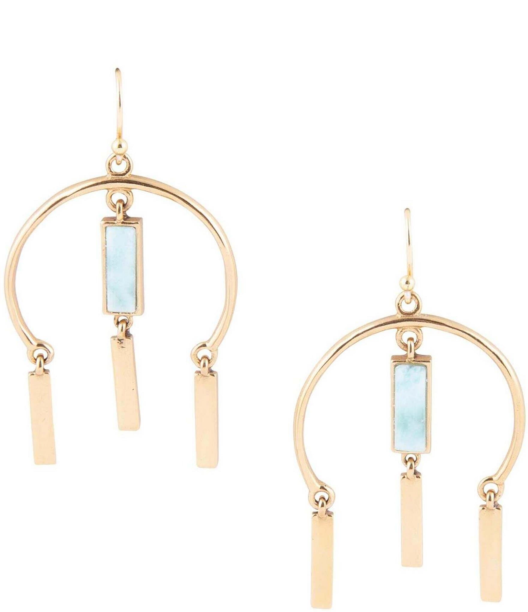 Barse Bronze and Genuine Larimar Stone Statement Chandelier Earrings