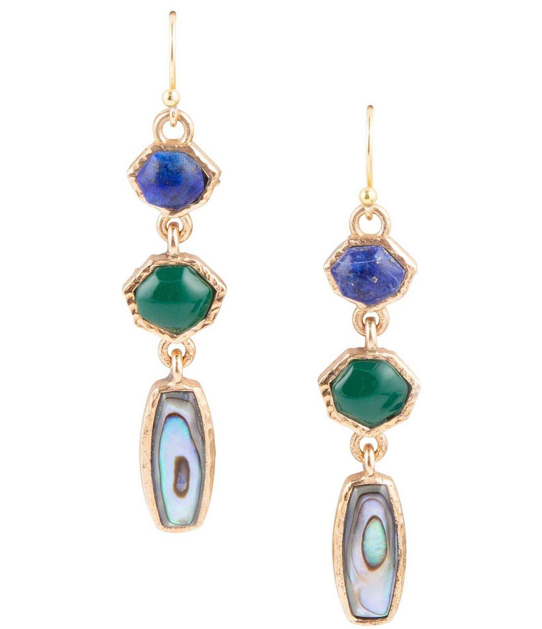 Barse Bronze and Multi Genuine Stone Linear Earrings | Dillard's