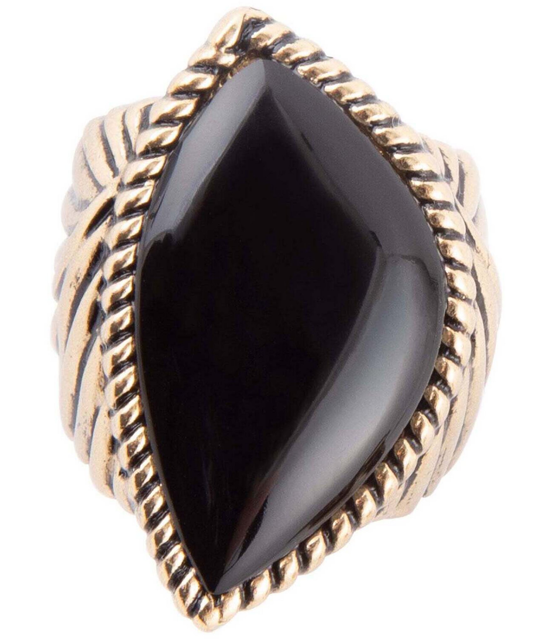 Barse Bronze and Onyx Genuine Stone Statement Ring