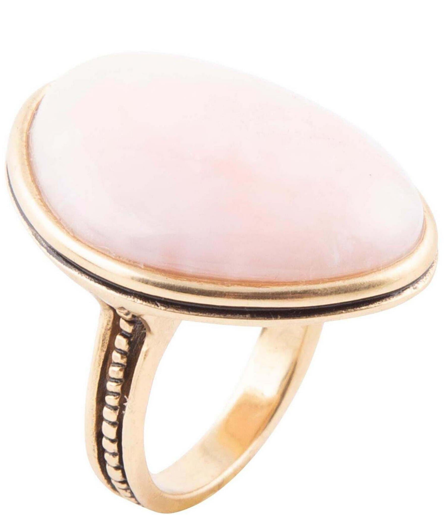 Barse Bronze and Pink Opal Genuine Stone Statement Ring