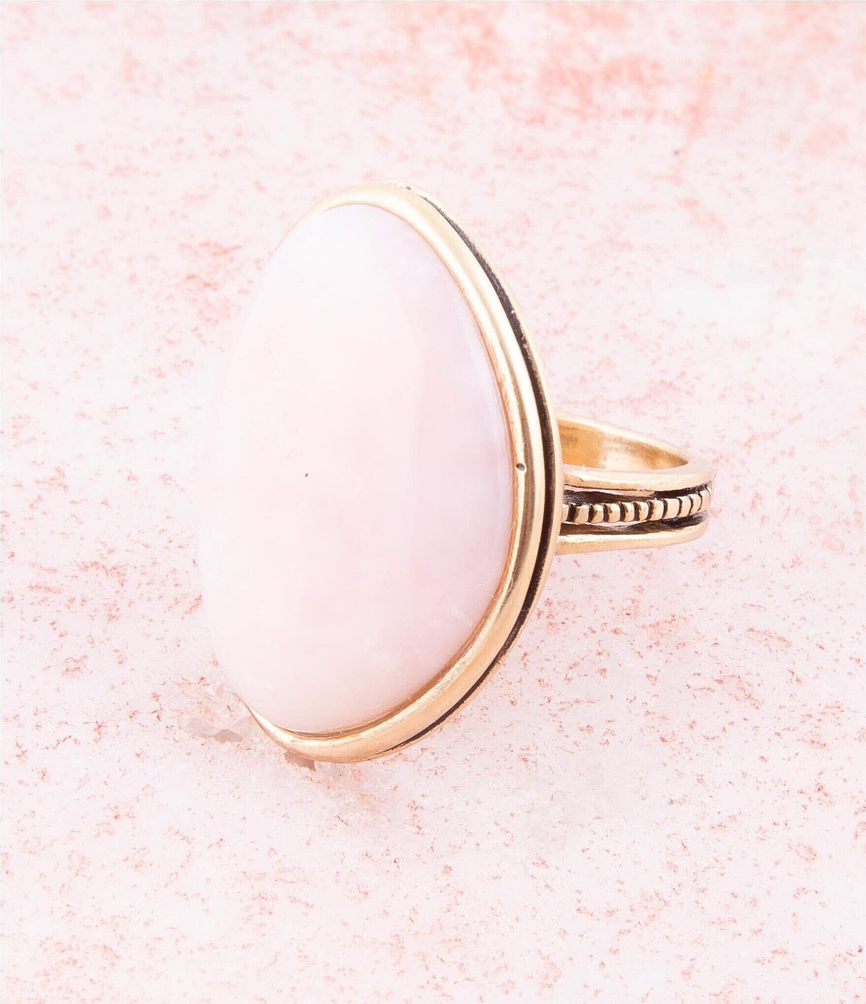 Barse Bronze and Pink Opal Genuine Stone Statement Ring