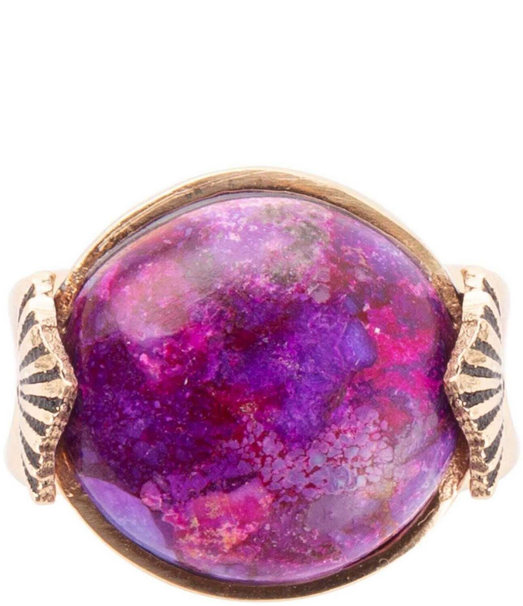 Barse Bronze and Purple Turquoise Statement Cocktail Ring