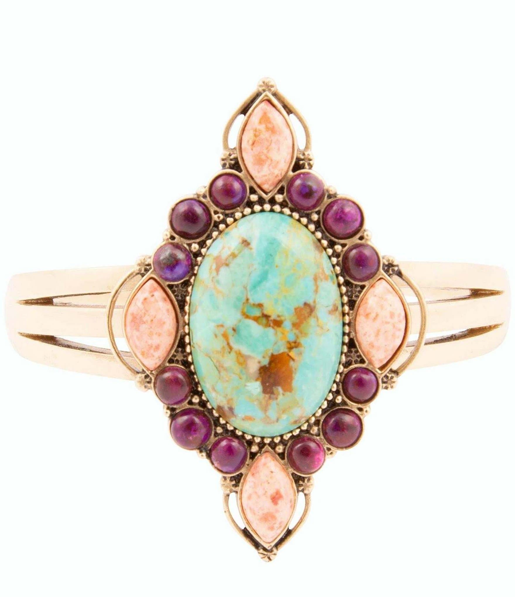 Barse Bronze and Turquoise Multi Stone Statement Cuff Bracelet
