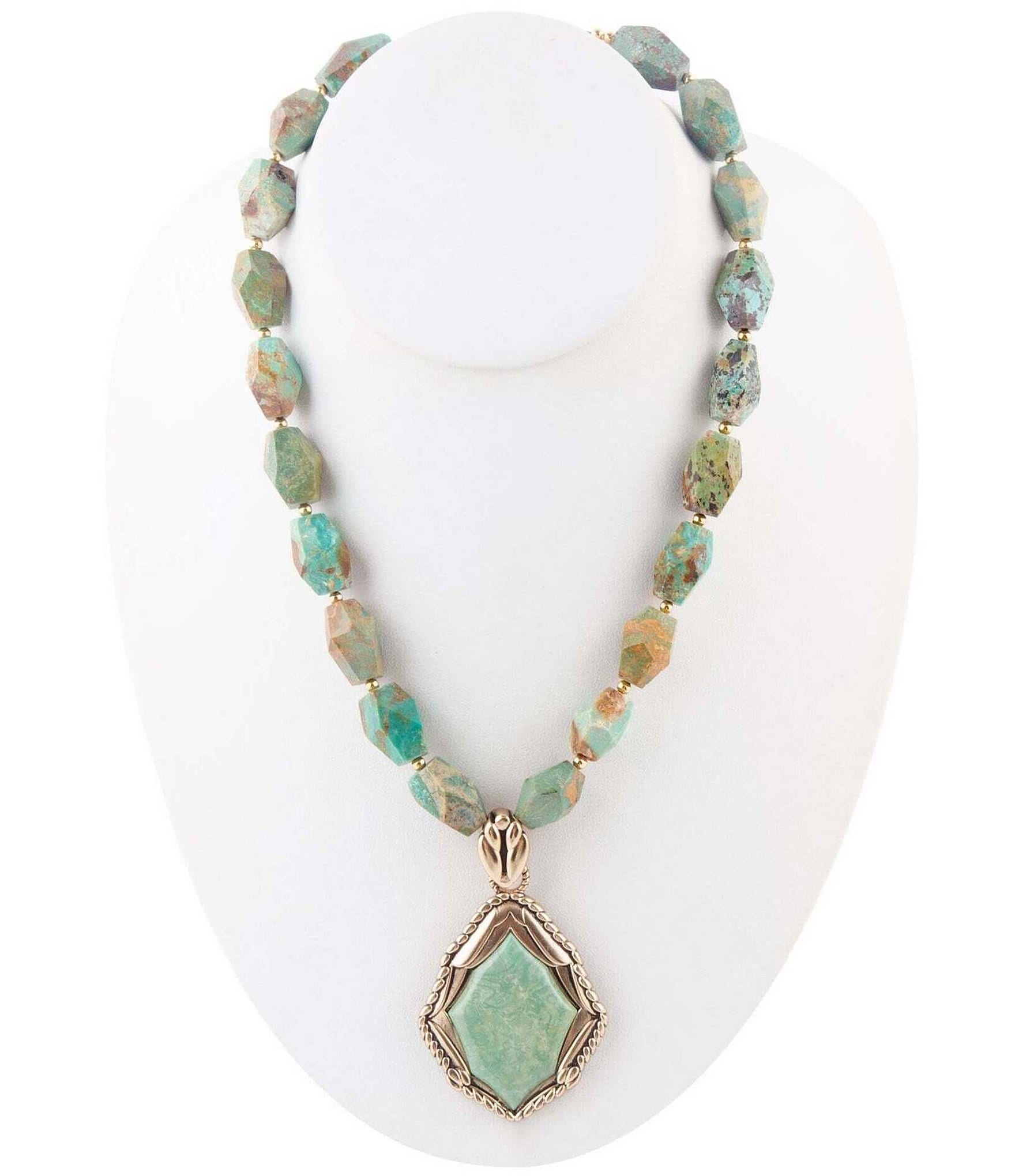 Barse Bronze and Turquoise Short Pendant Statement Necklace | Dillard's