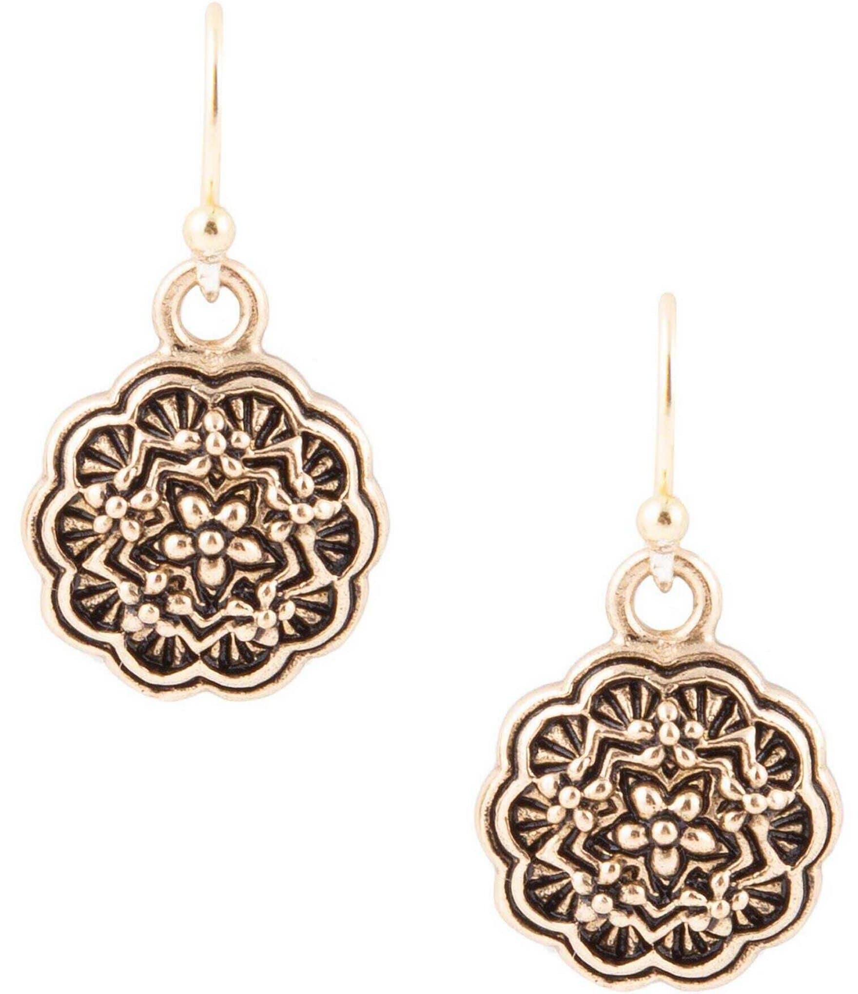 Barse Bronze Floral Drop Earrings