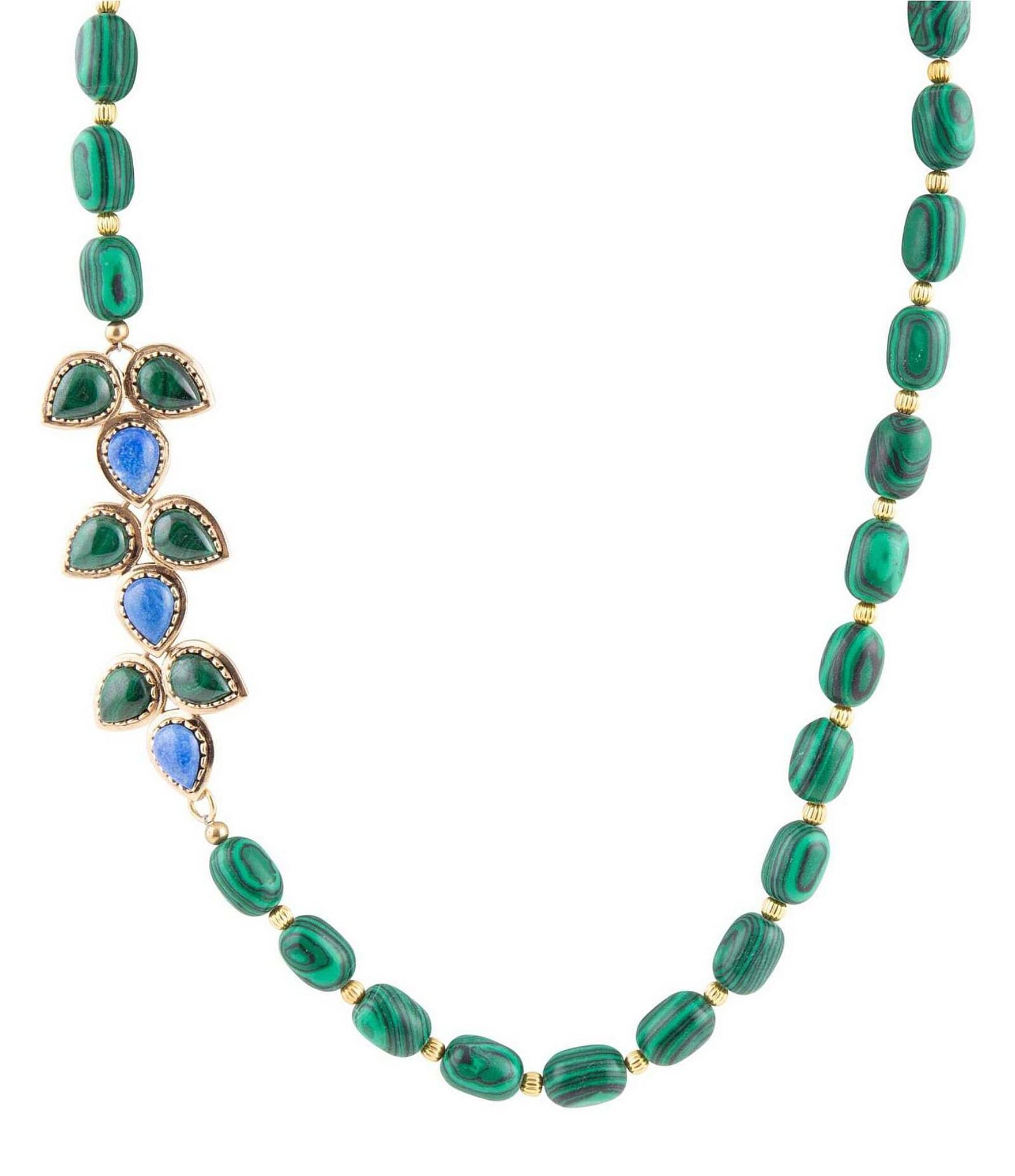 Barse Bronze, Genuine Lapis and Malachite Collar Necklace