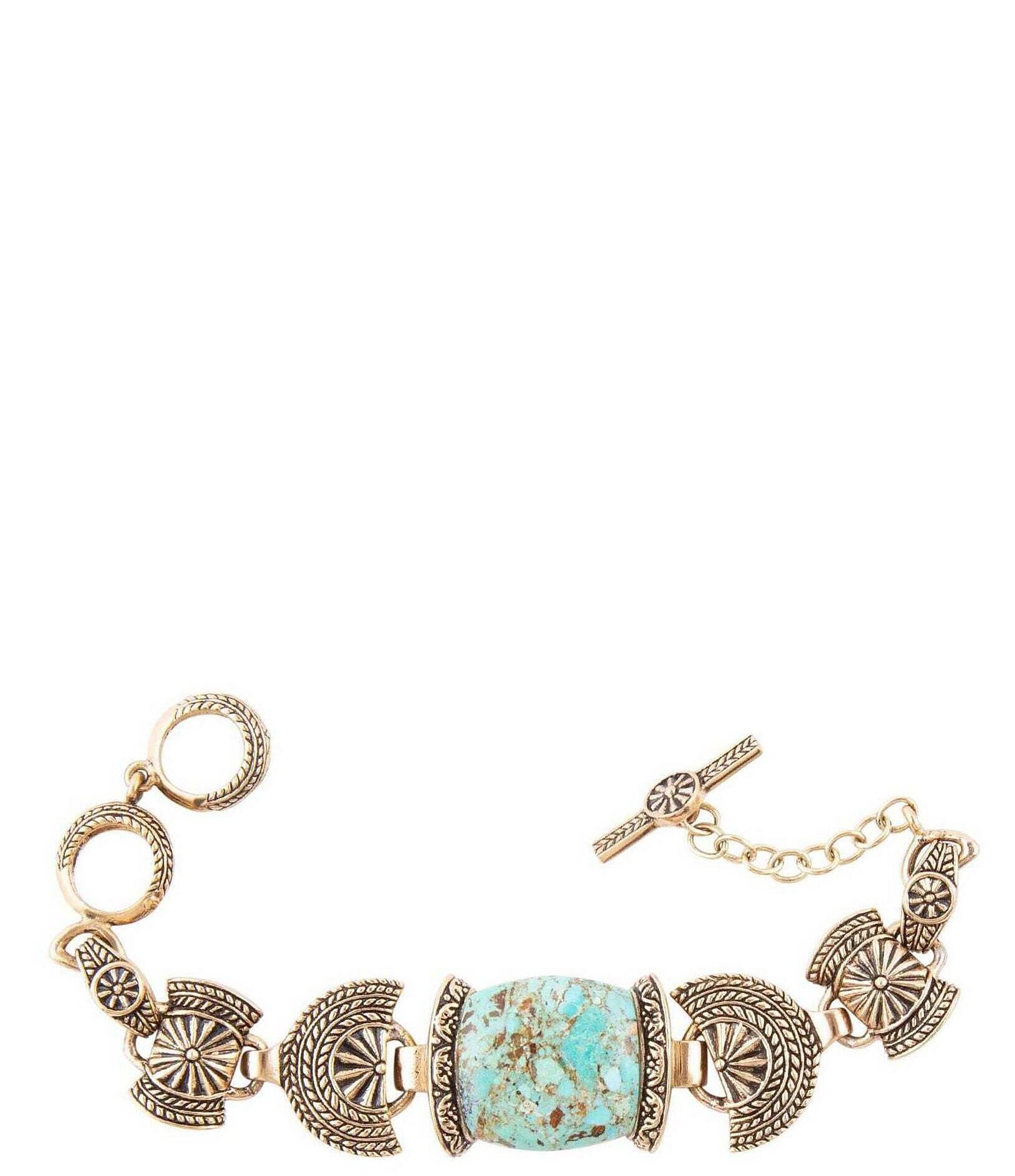 Barse Bronze Genuine Turquoise Line Bracelet