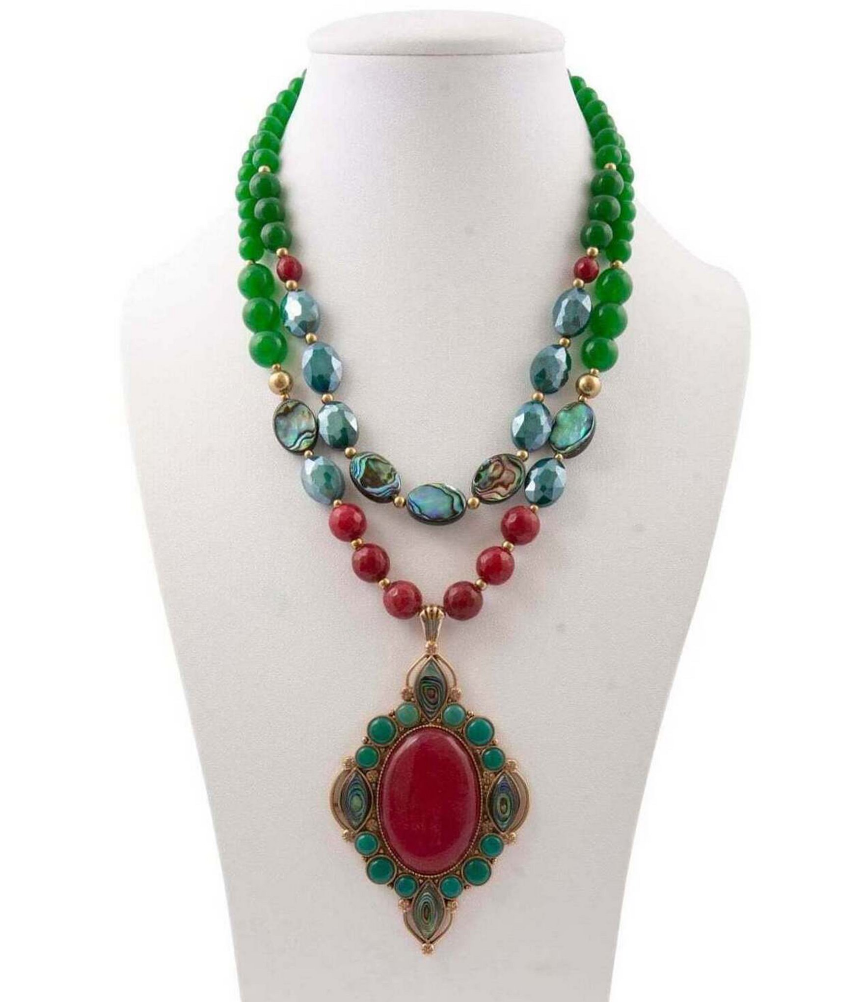 Barse Inverness Genuine Stone Statement Layered Necklace