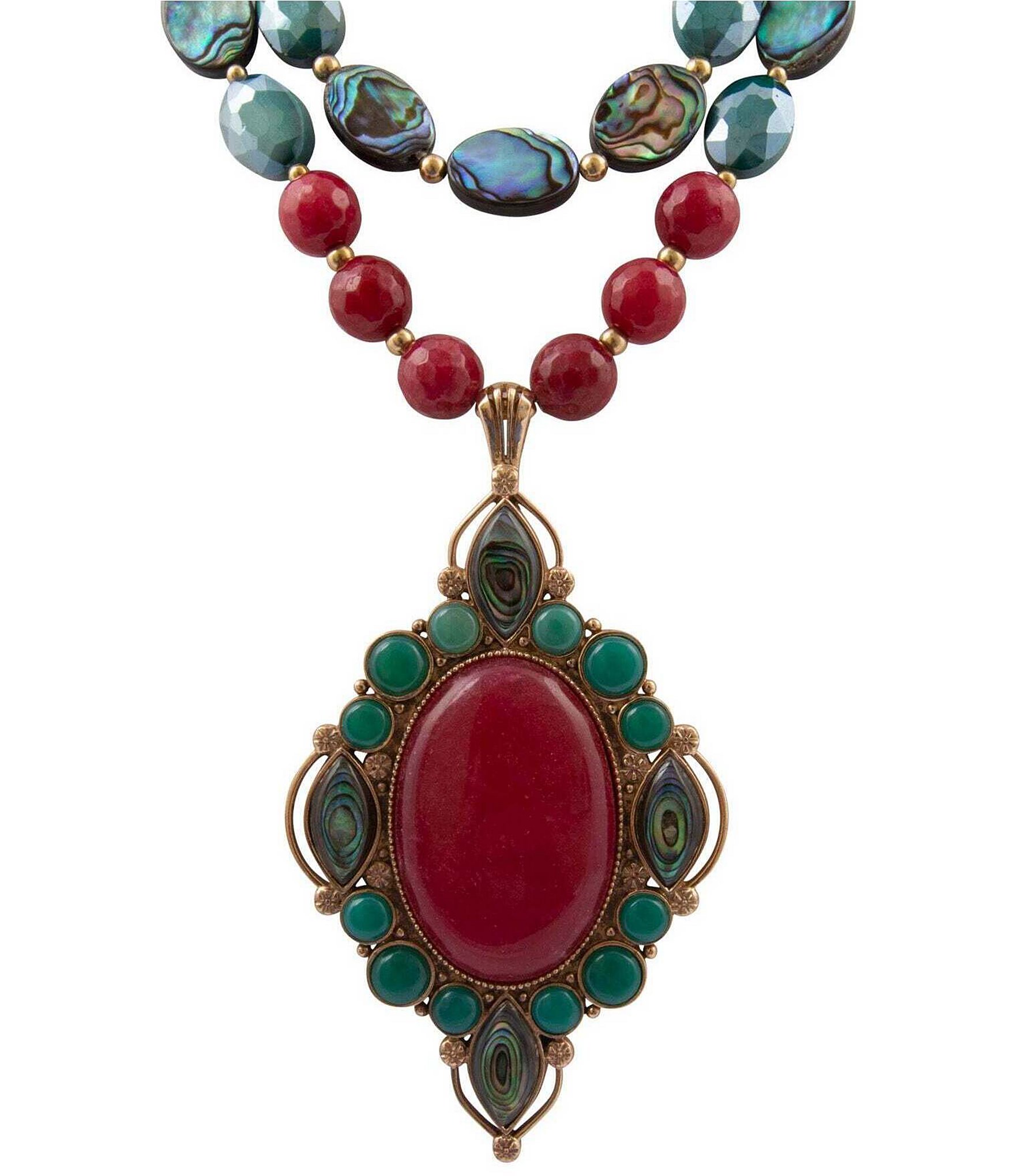 Barse Inverness Genuine Stone Statement Layered Necklace