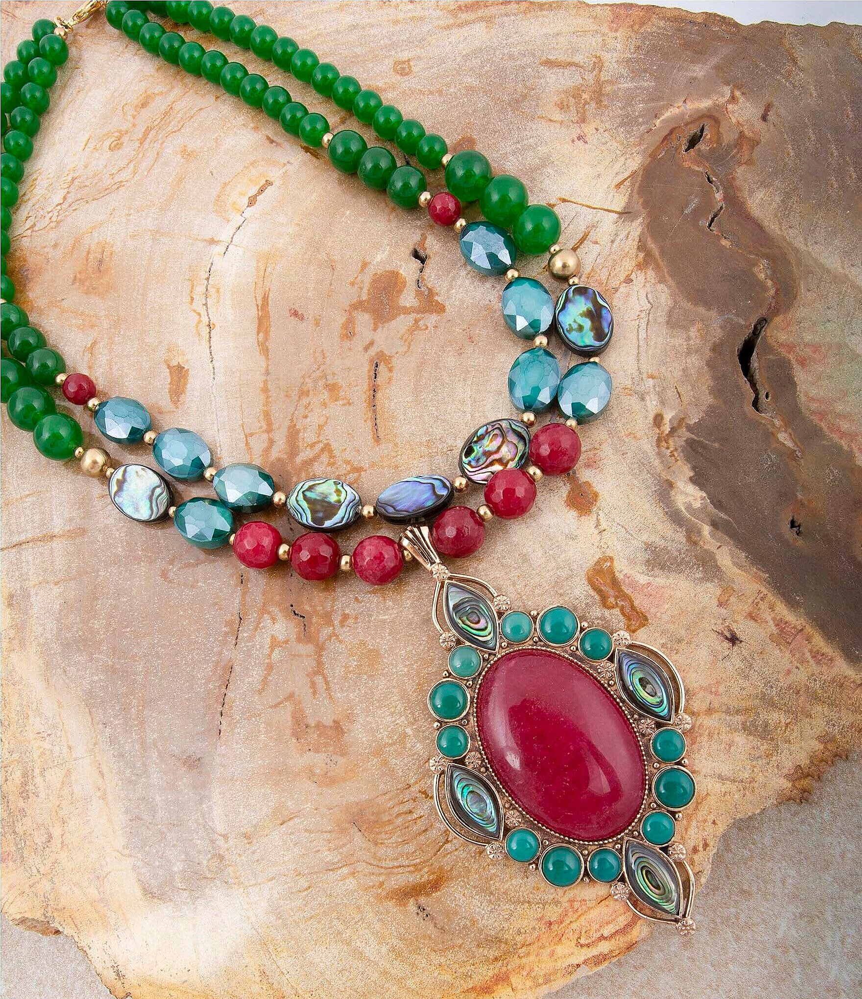 Barse Inverness Genuine Stone Statement Layered Necklace