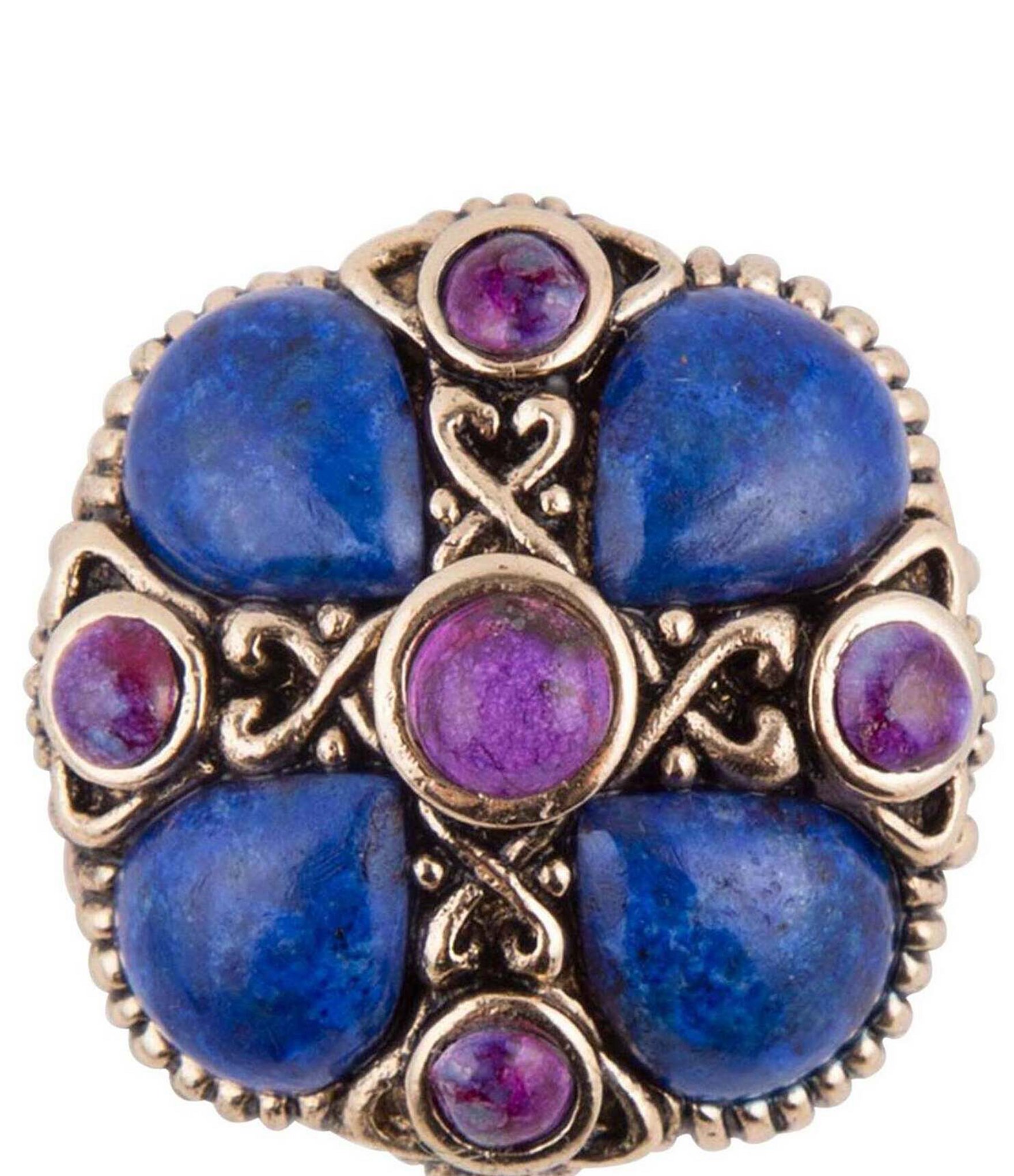 Barse Bronze, Lapis and Purple Turquoise Flower Statement Ring