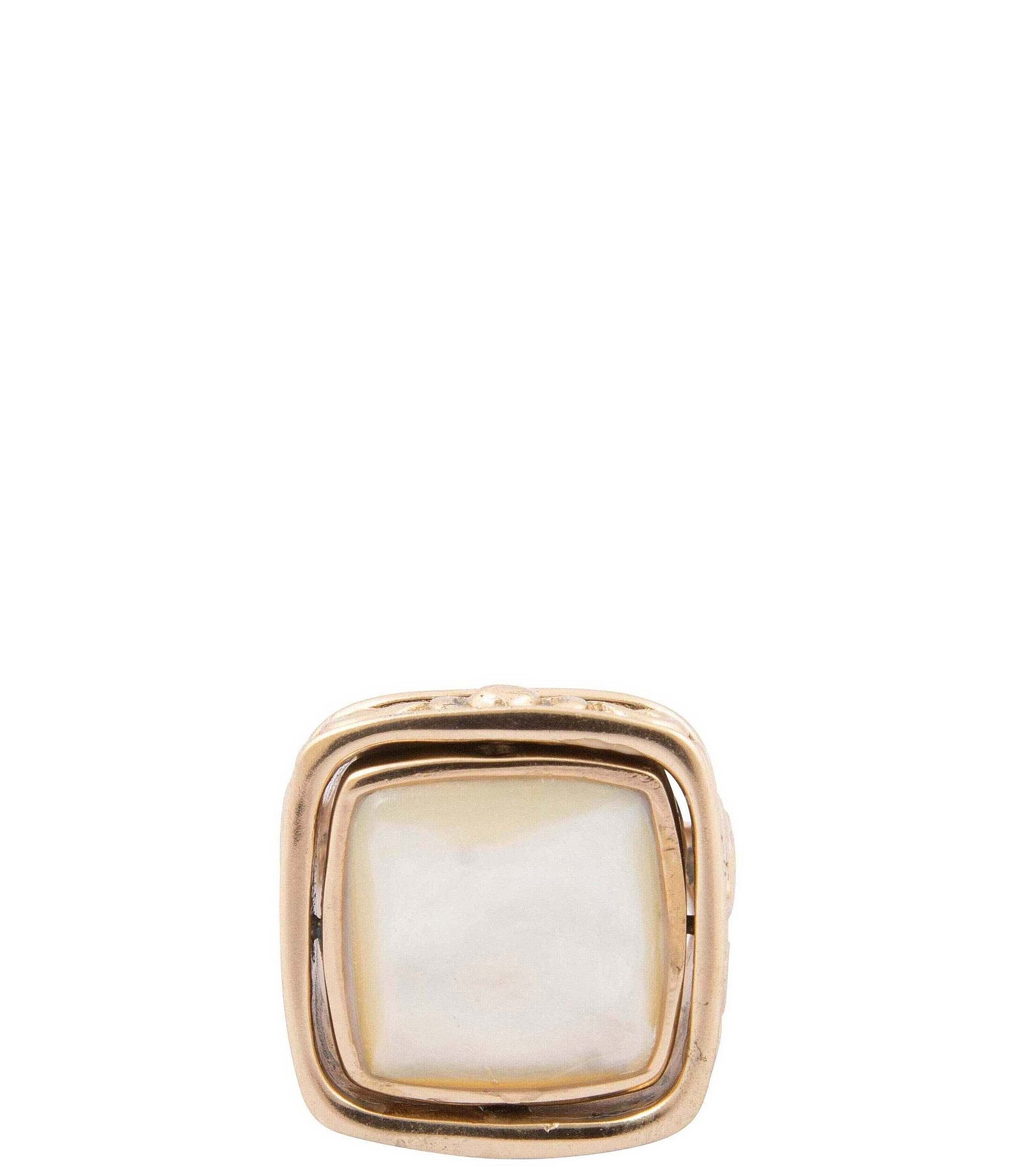 Barse Flip Reversible Turquoise And Mother Of Pearl Golden Ring