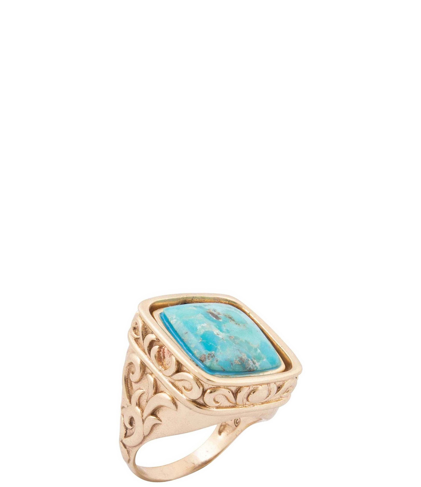 Barse Flip Reversible Turquoise And Mother Of Pearl Golden Ring