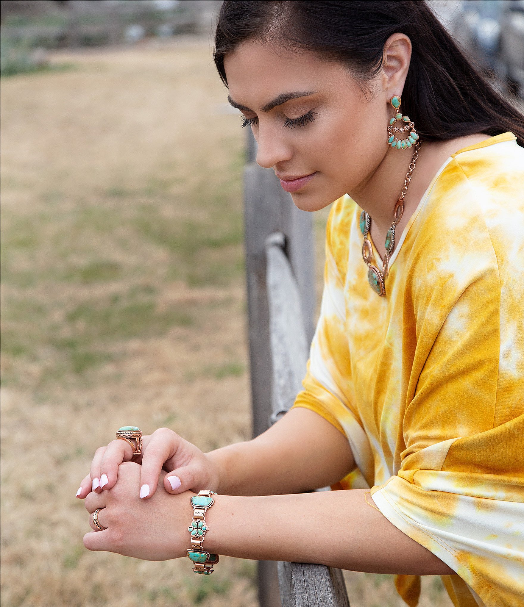 Barse Copper and Genuine Turquoise Statement Ring