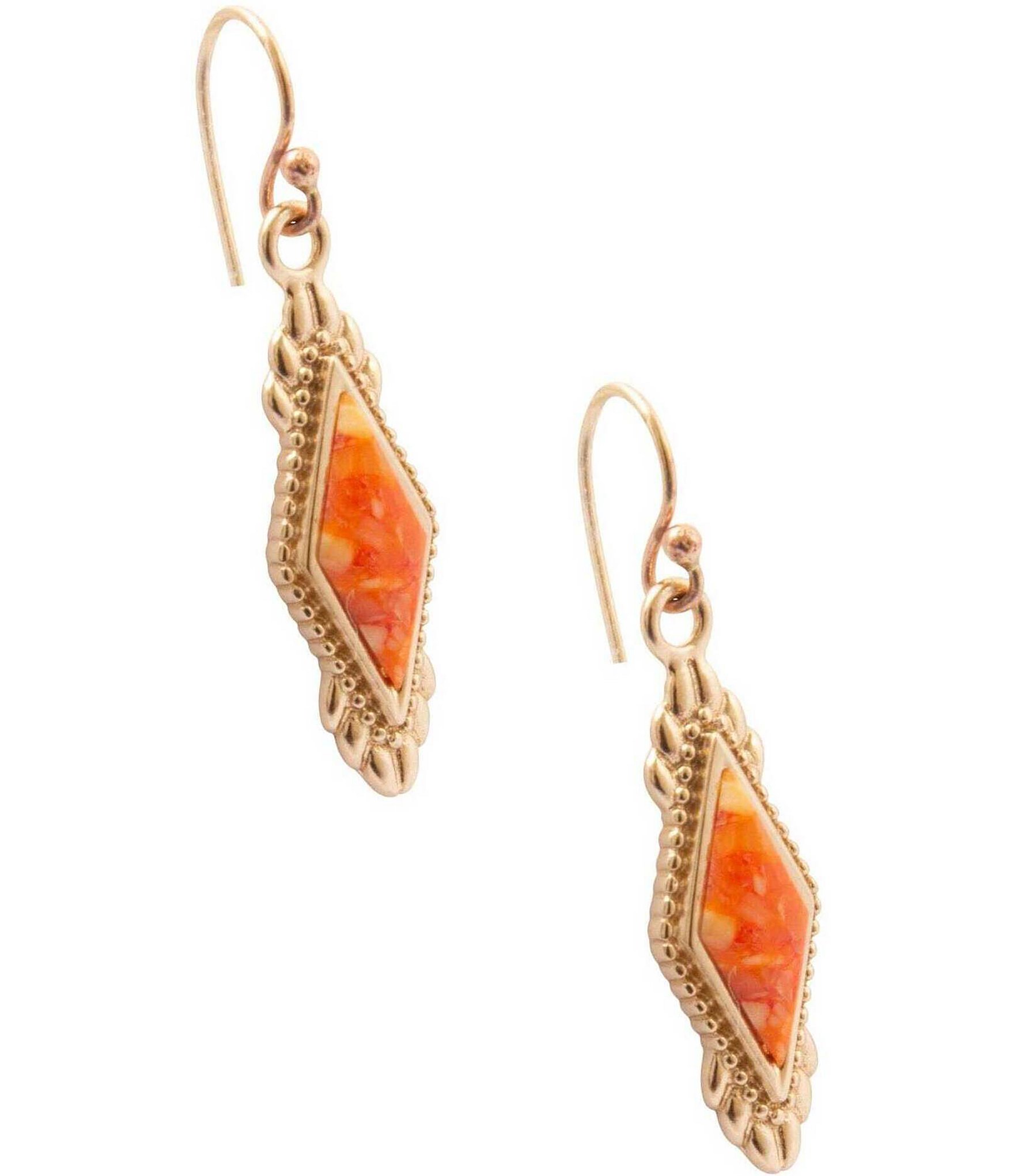 Barse Desert Ember Golden And Bright Orange Magnesite Drop Earrings