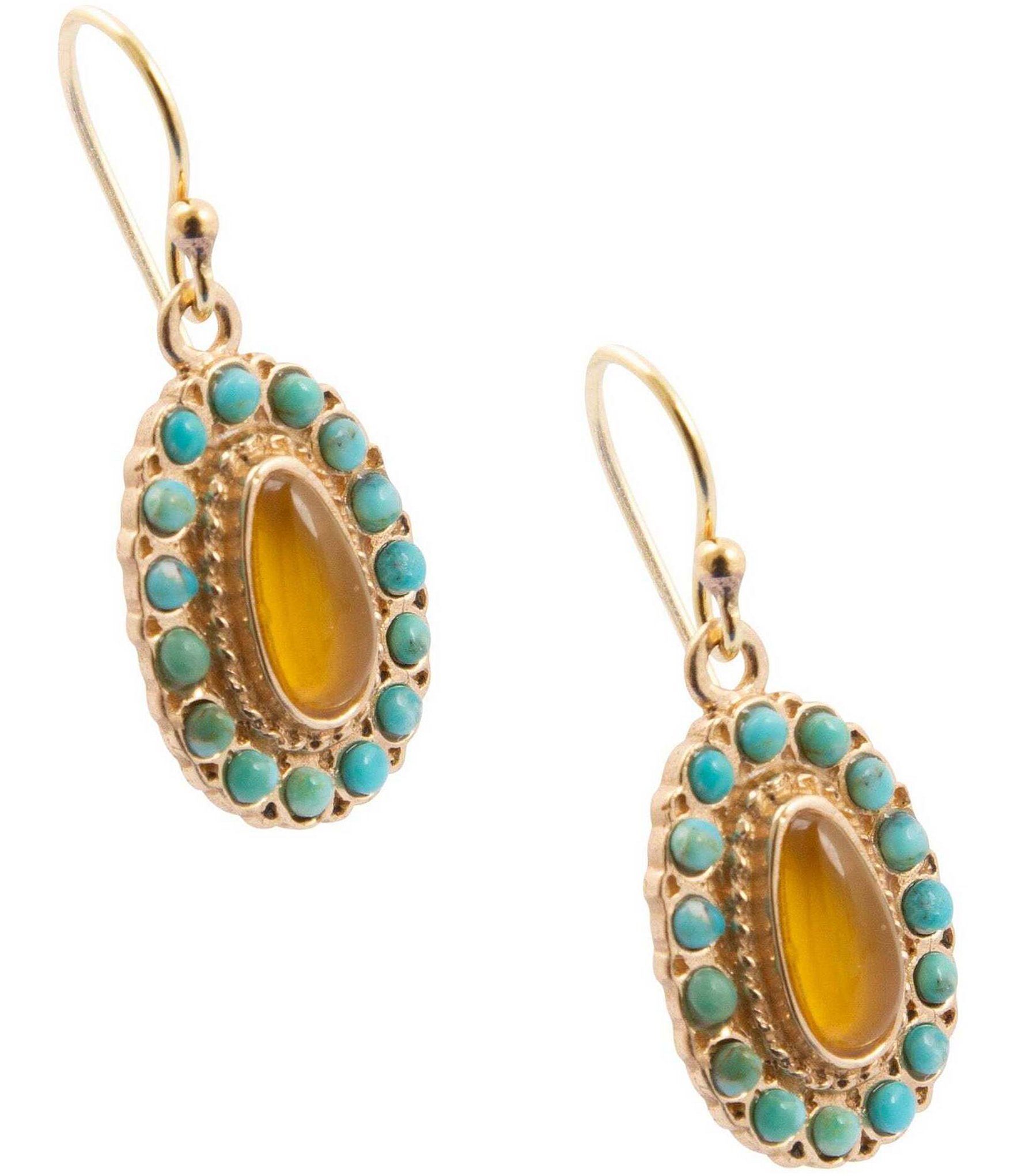 Barse Desert Radiance Turquoise and Agate Drop Earrings