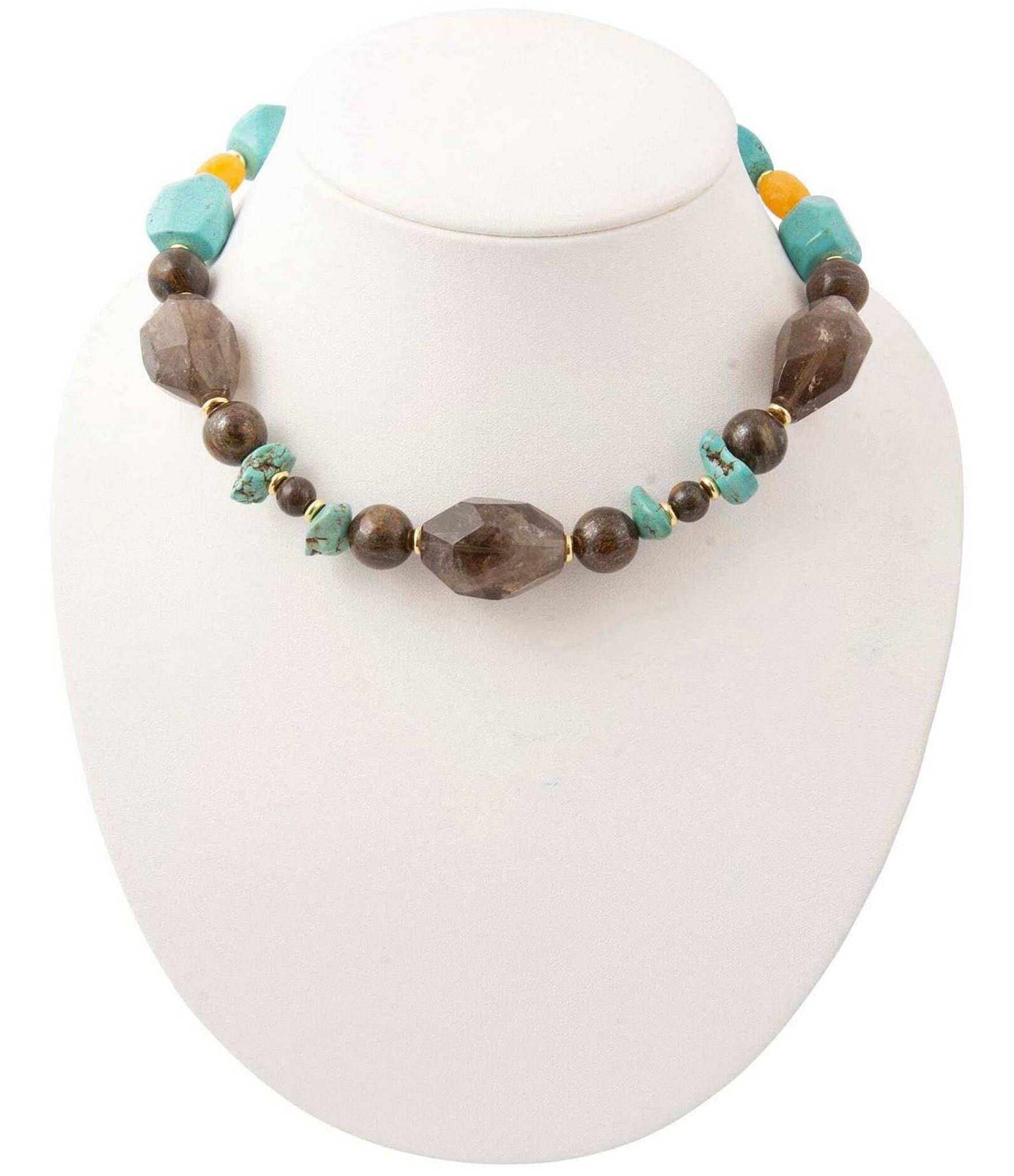 Barse Earthbound Golden And Genuine Stone Collar Necklace
