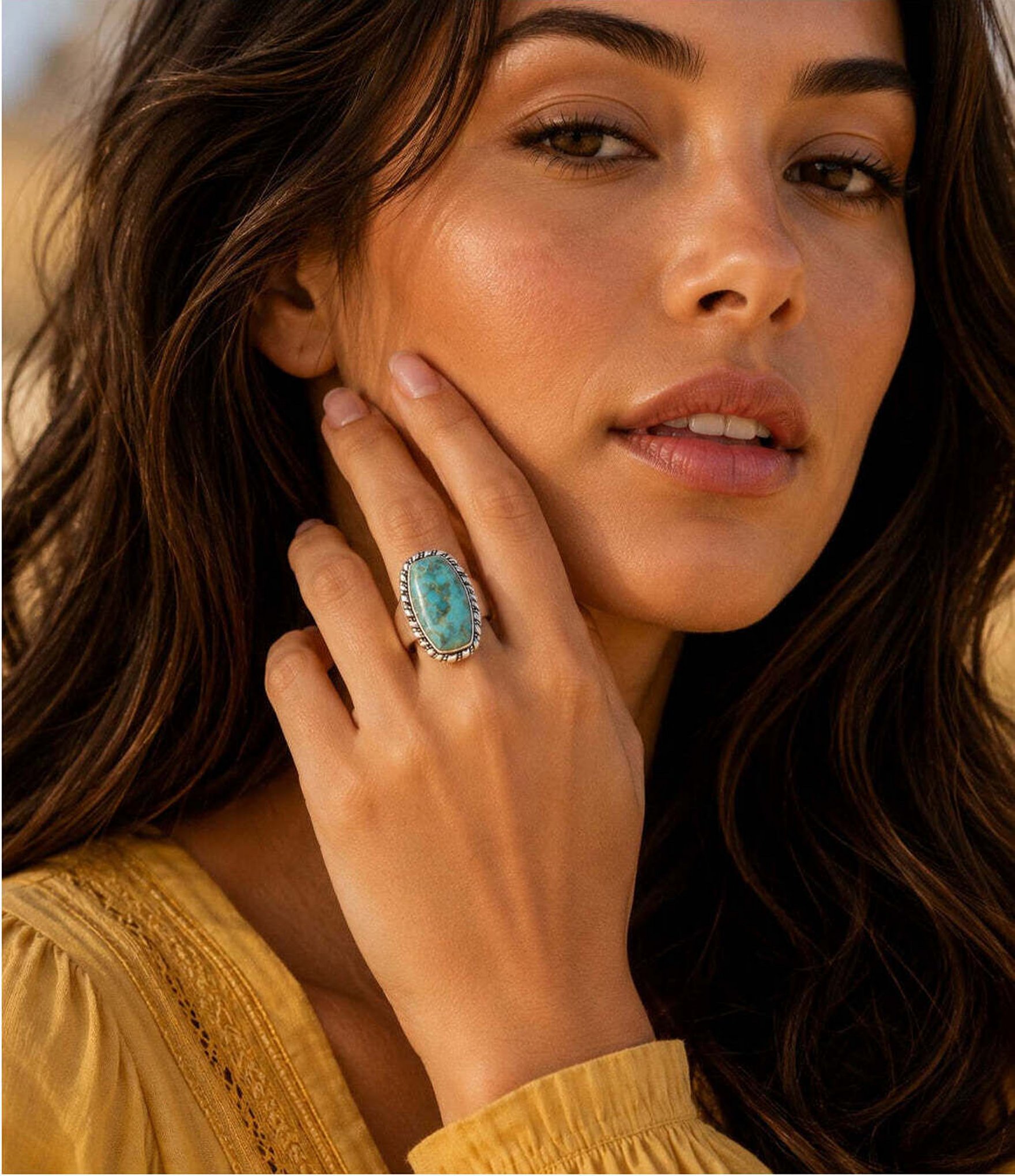 Barse Forged Sky Silver and Genuine Turquoise Statement Ring
