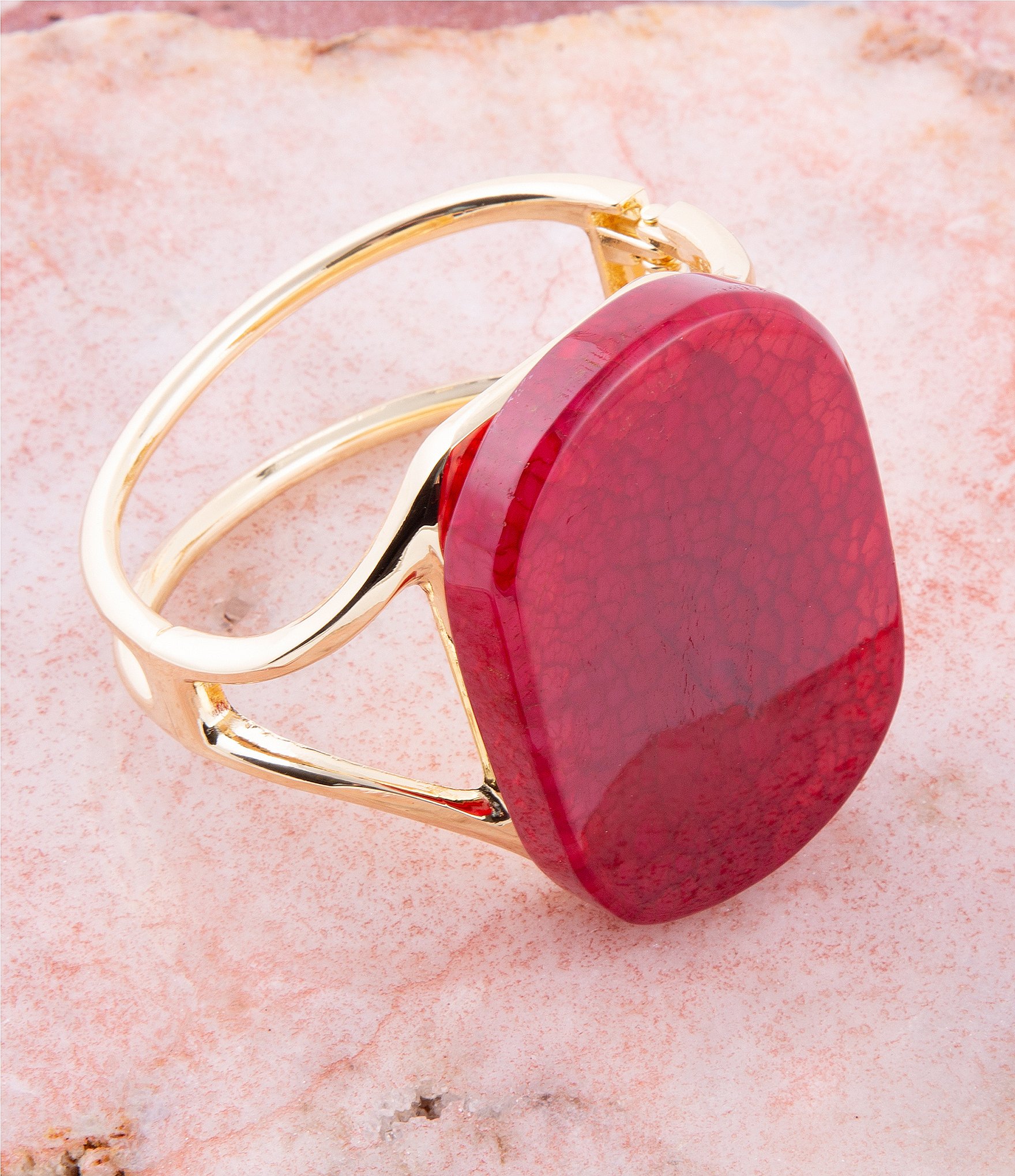 Barse Fuchsia Genuine Agate Statement Cuff Bracelet