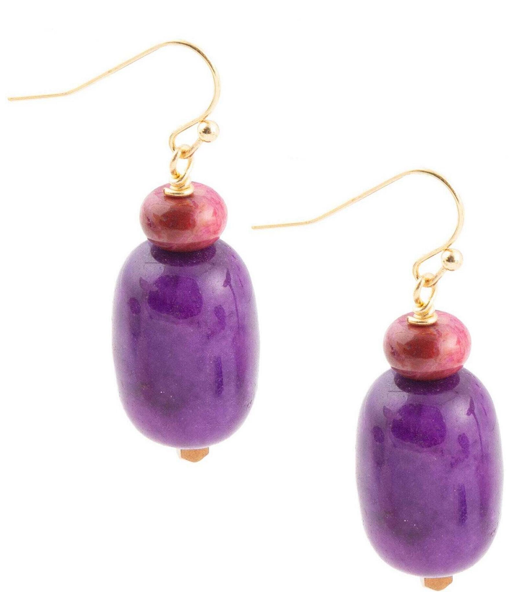 Barse Genuine Agate and Jasper Teardrop Drop Earrings