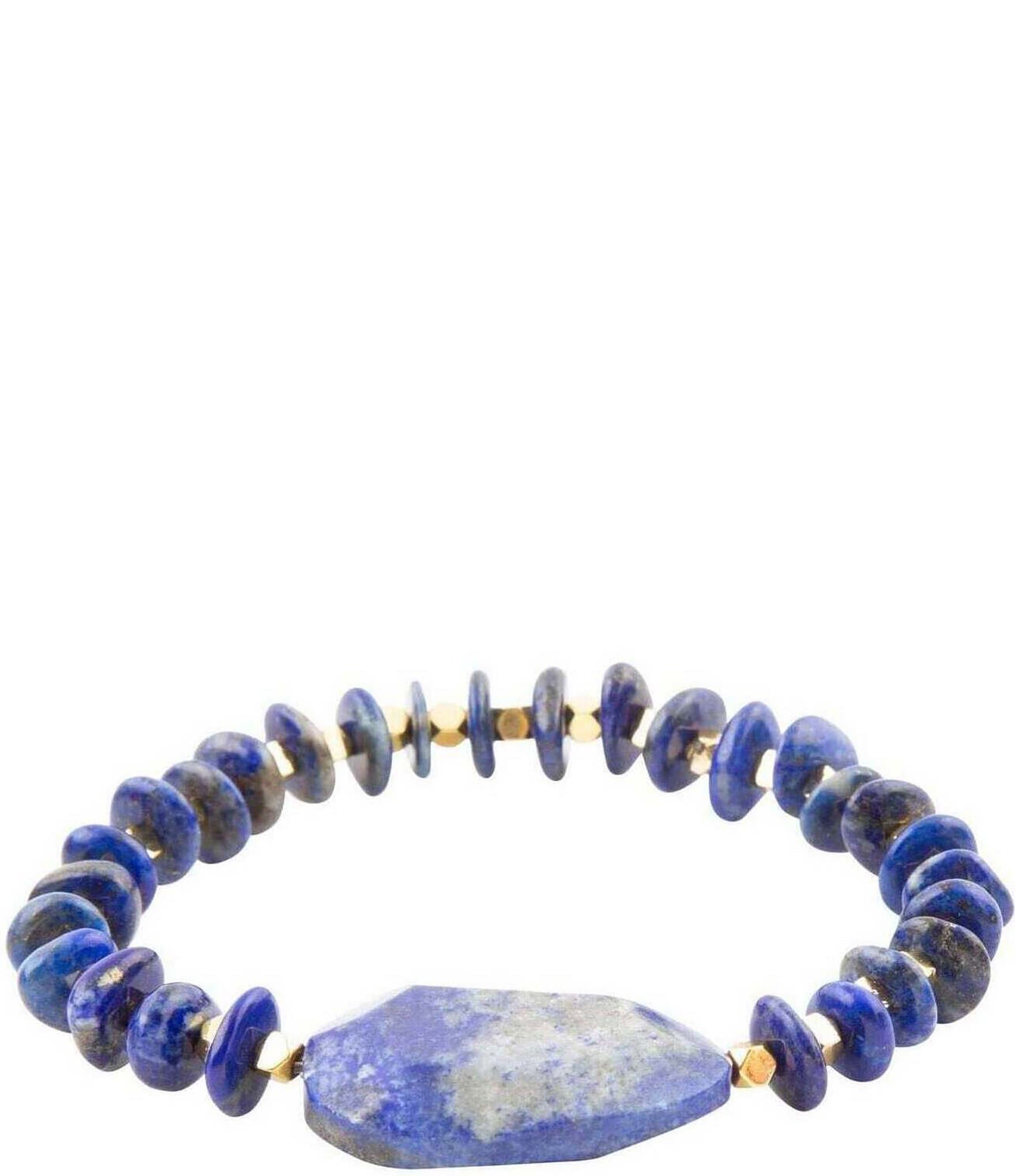 Barse Genuine Lapis Chunky Stretch Bracelet