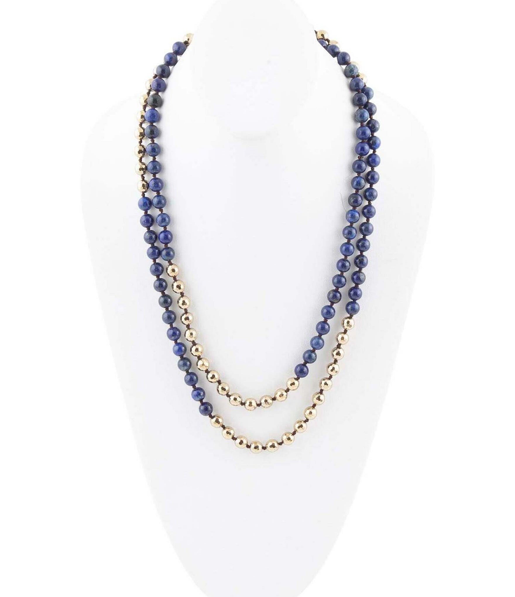 Barse Genuine Lapis Endless Long Strand Necklace