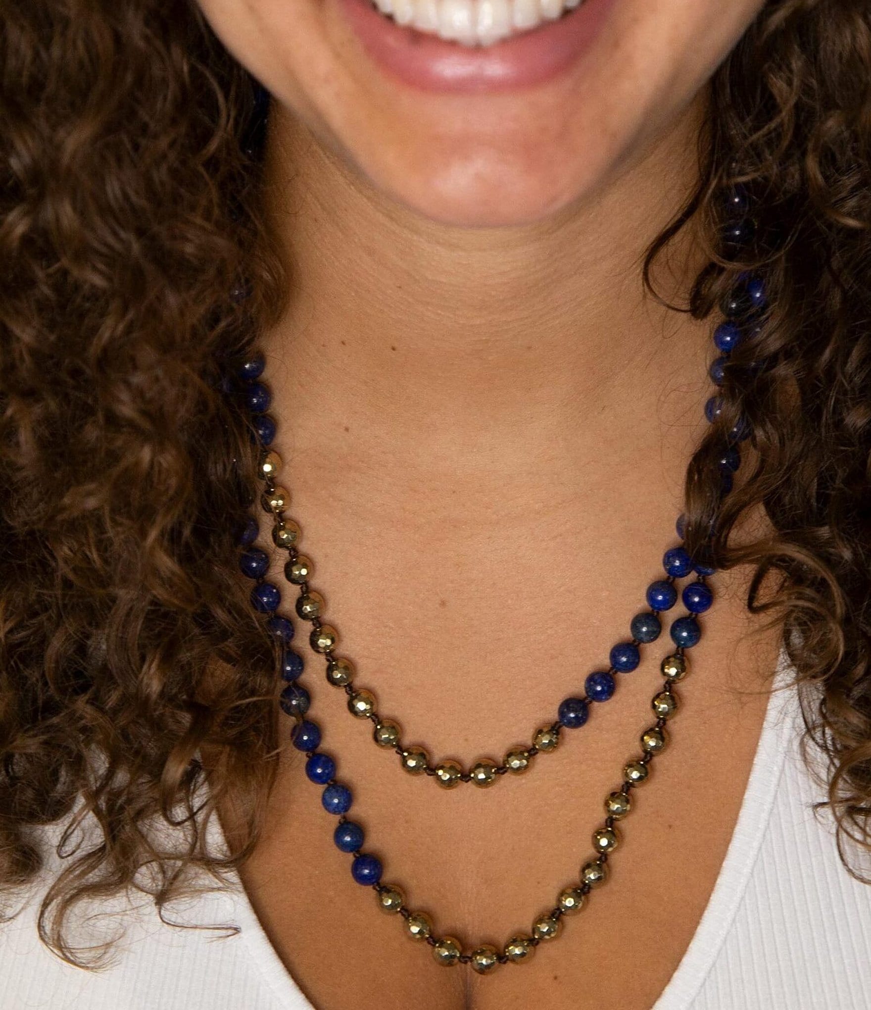 Barse Genuine Lapis Endless Long Strand Necklace