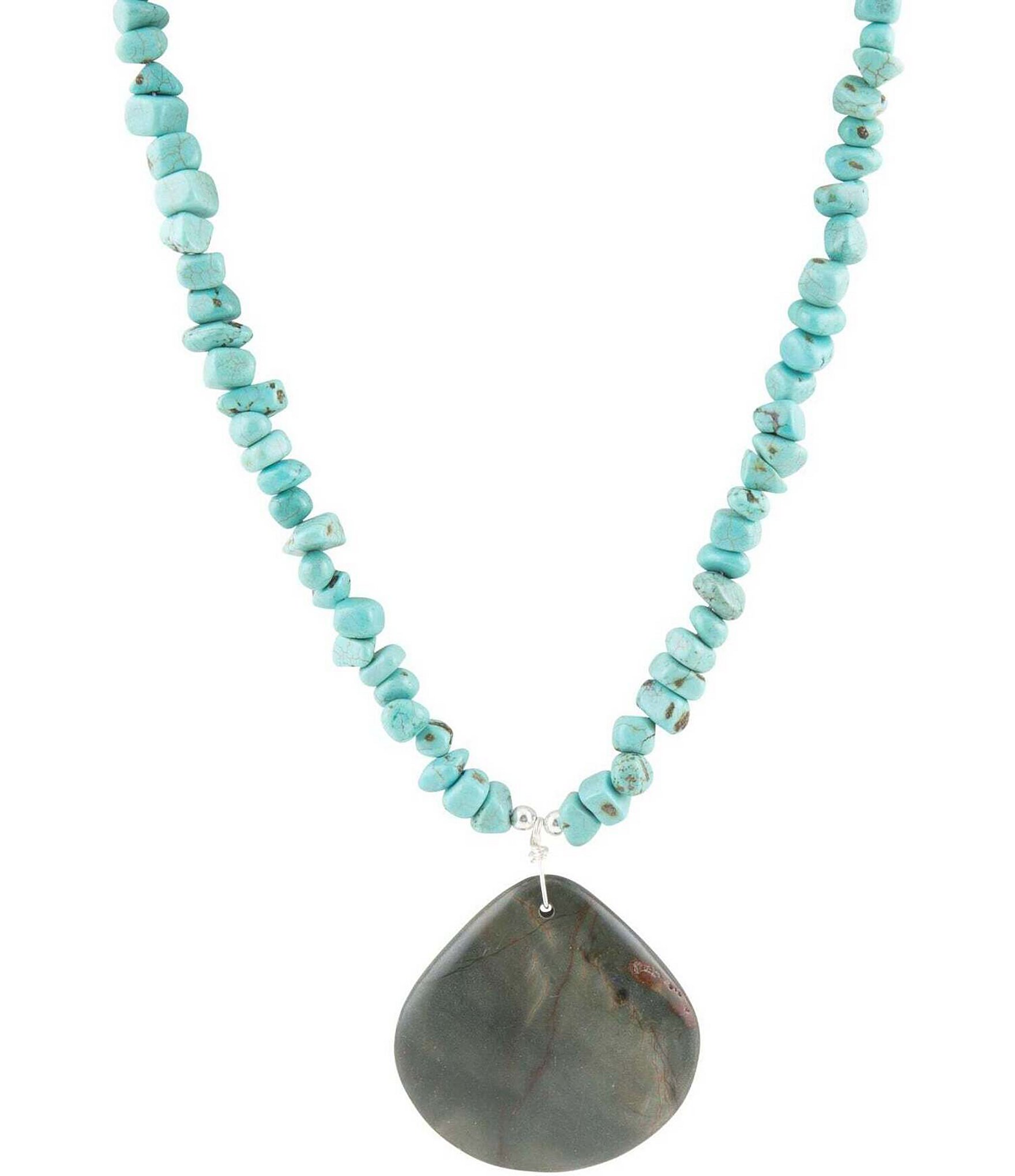 Barse Genuine Magnesite and Jasper Southwest Short Pendant Necklace