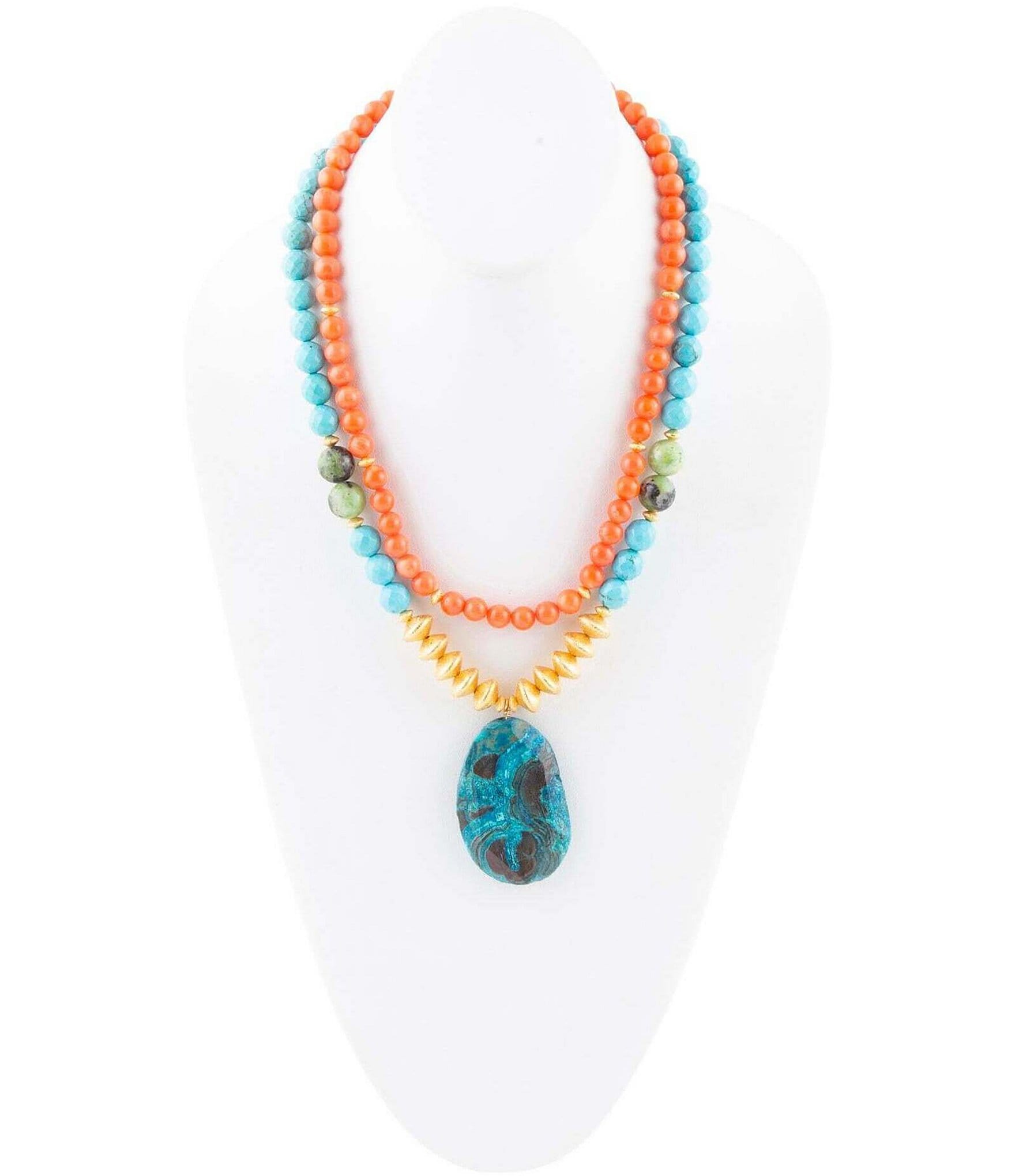 Barse Genuine Magnesite & Jasper Stone Statement Necklace