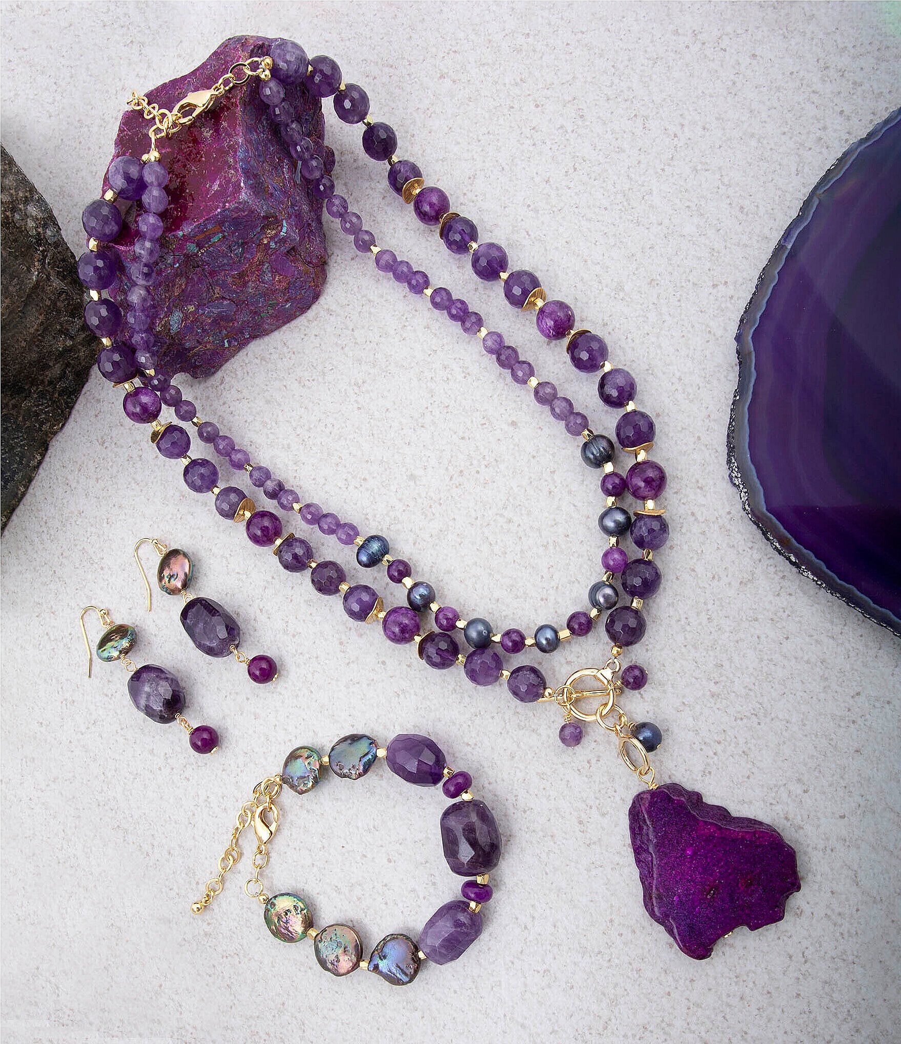 Barse Genuine Stone Celestial Shores Statement Necklace