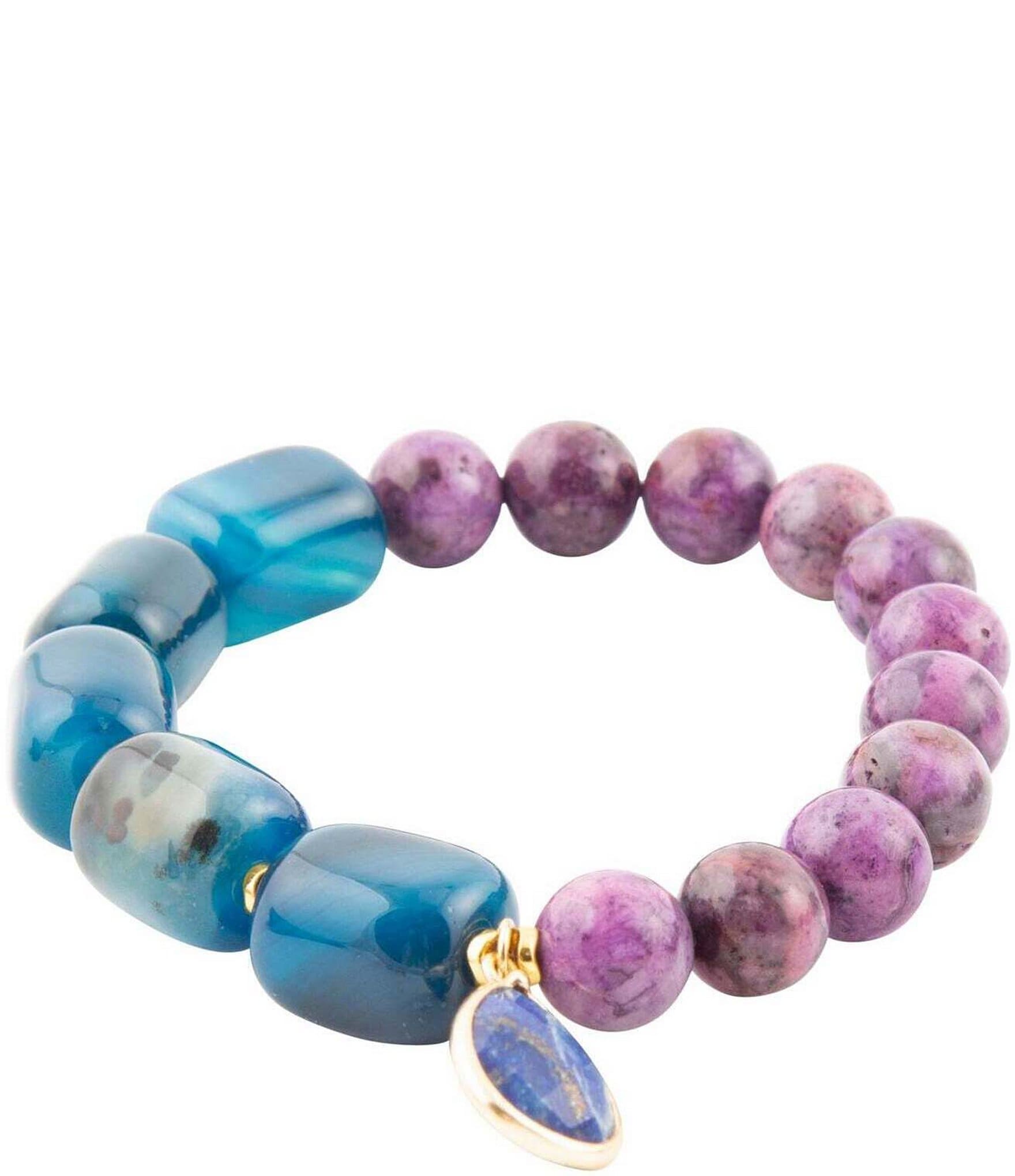 Barse Genuine Stone Charm Stretch Bracelet