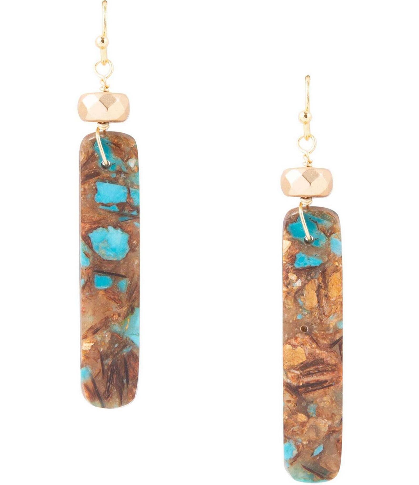 Barse Genuine Stone Drop Earrings