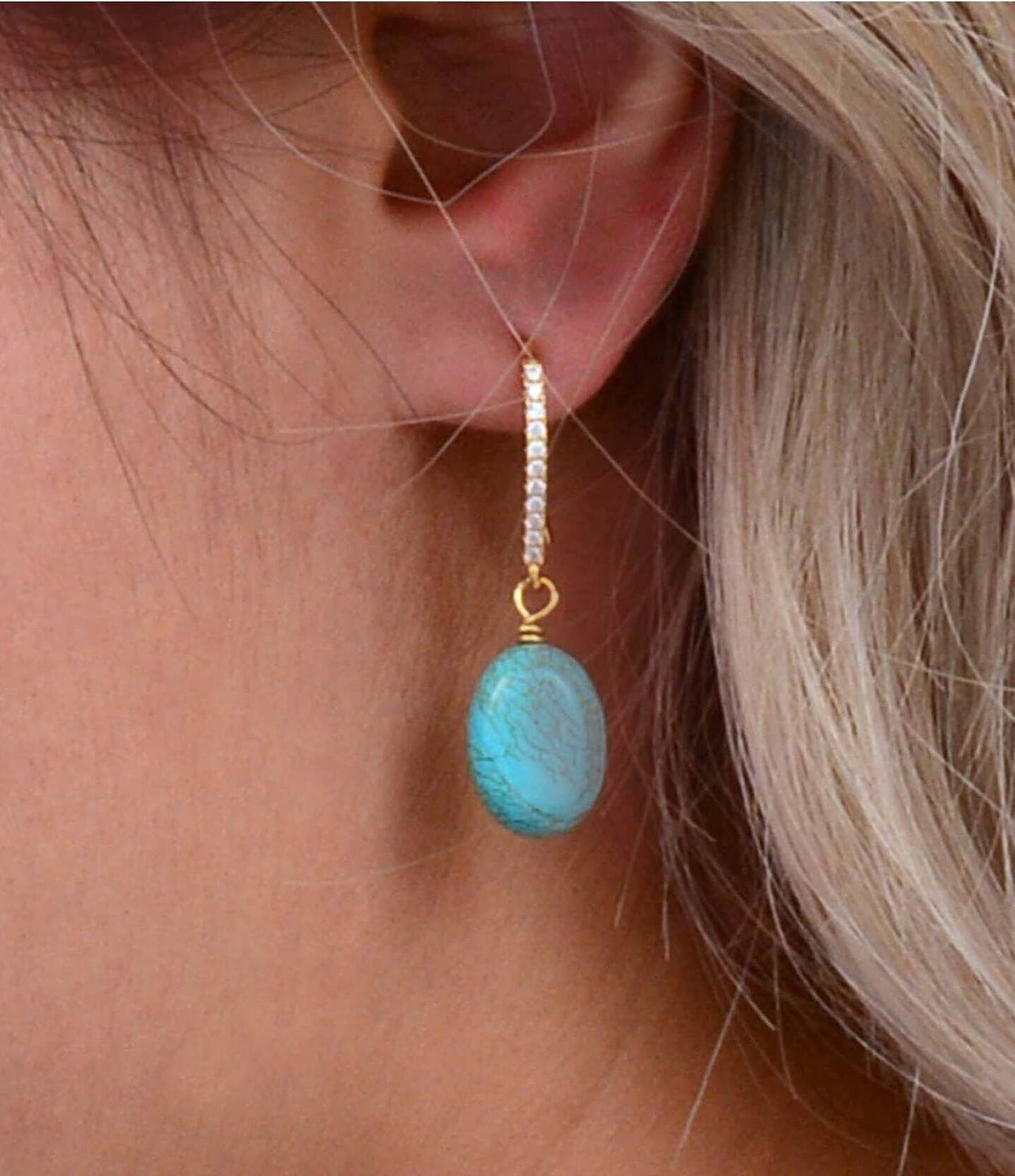 Barse Genuine Stone Frontier Drop Earrings