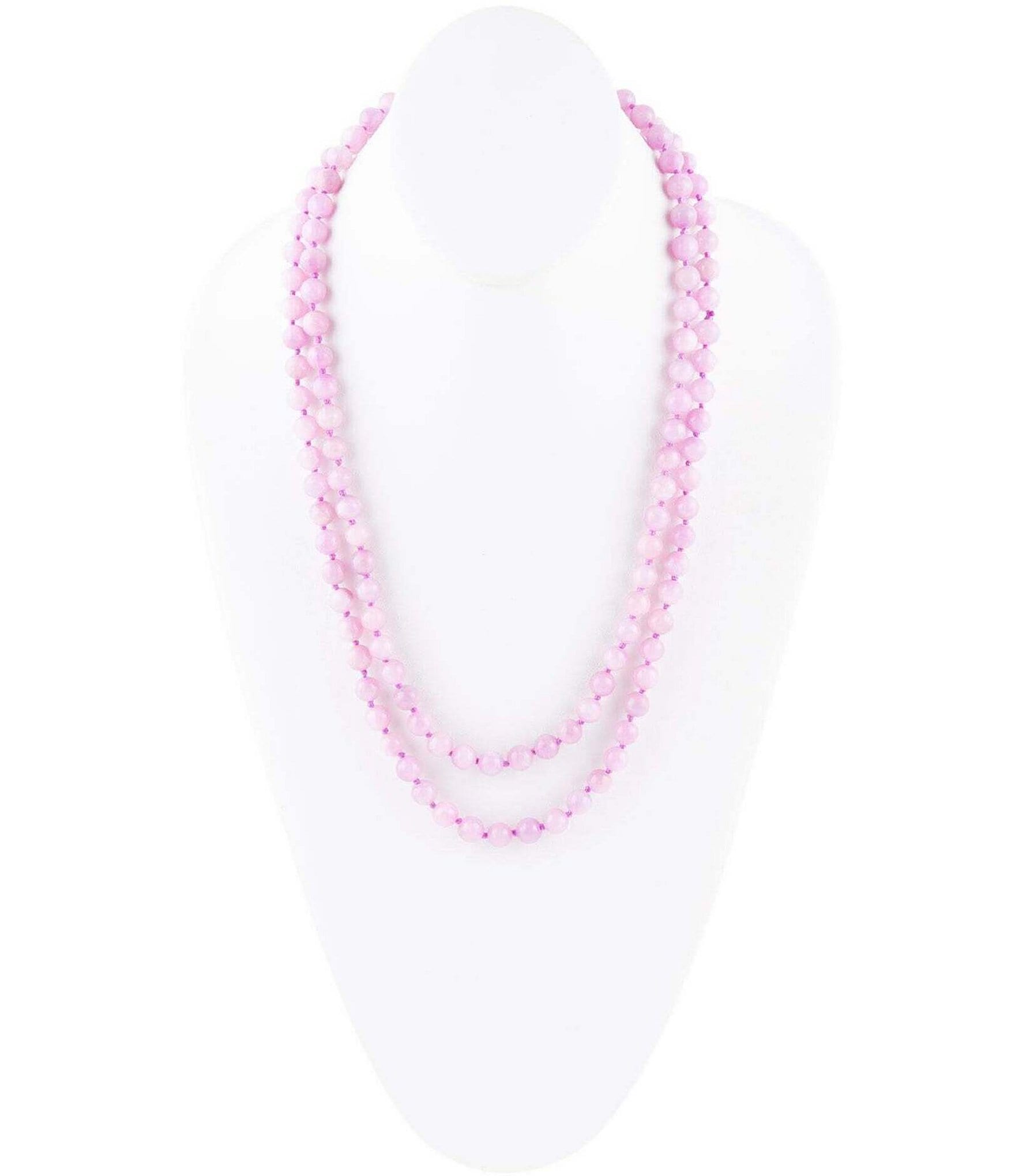 Barse Genuine Stone Lilac Jade Long Endless Multi Strand Necklace