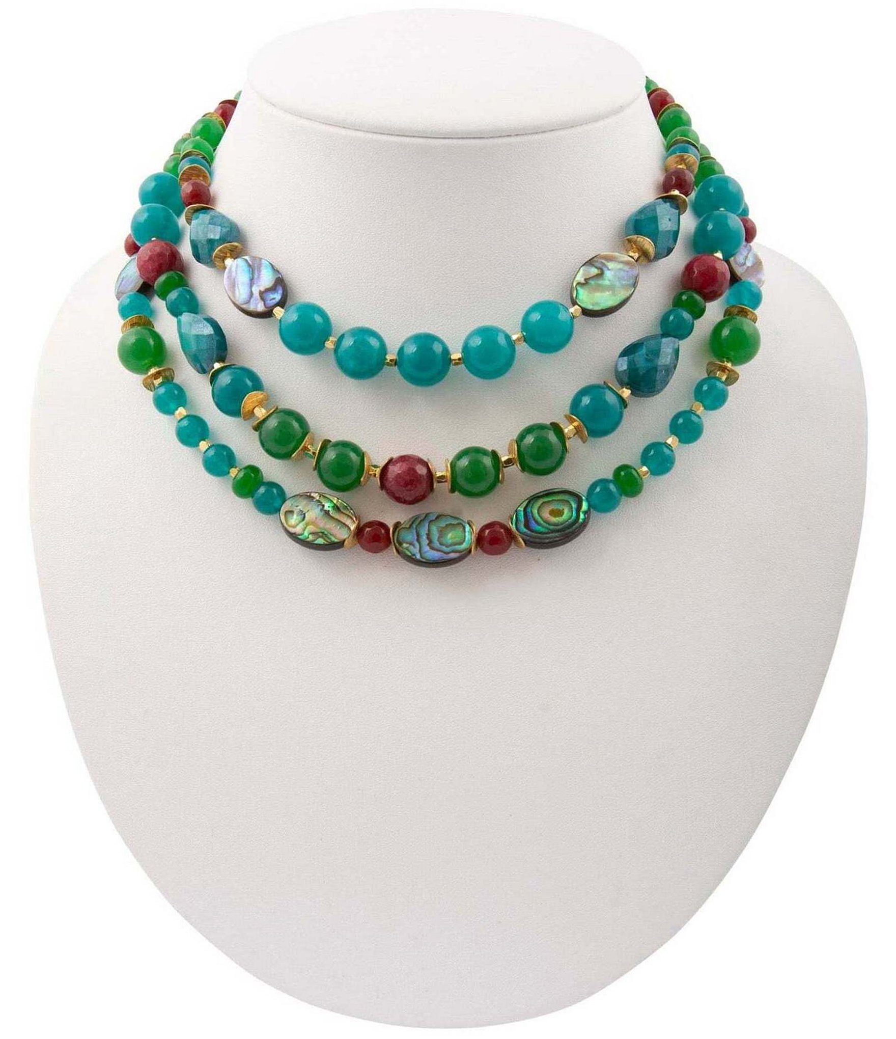Barse Bejeweled Genuine Stone Layered Statement Necklace